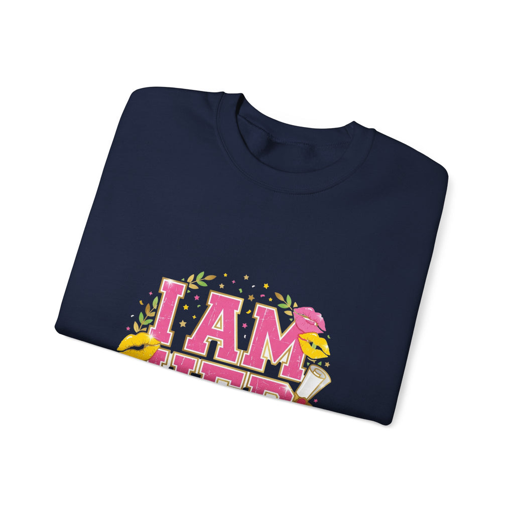 I Am Her sweatshirt | vintage year varsity crest, midlife humor