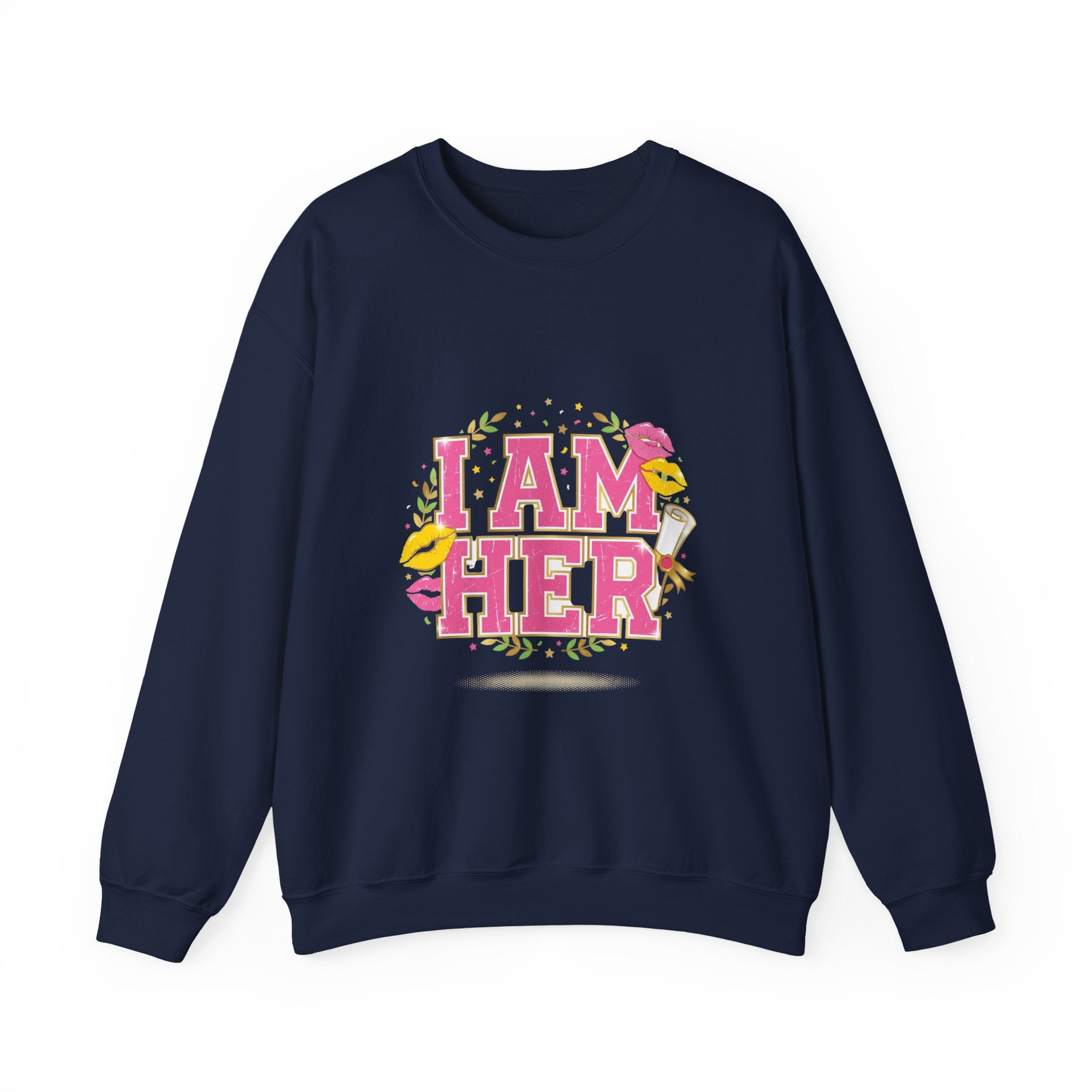 I Am Her sweatshirt | vintage year varsity crest, midlife humor