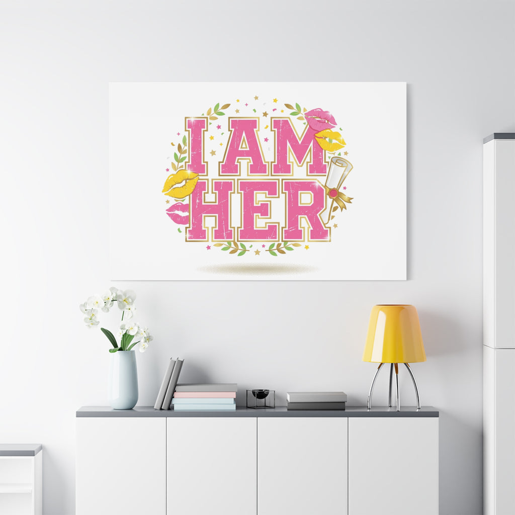 I AM HER Canvas | Varsity Crest, Retro Collegiate Style