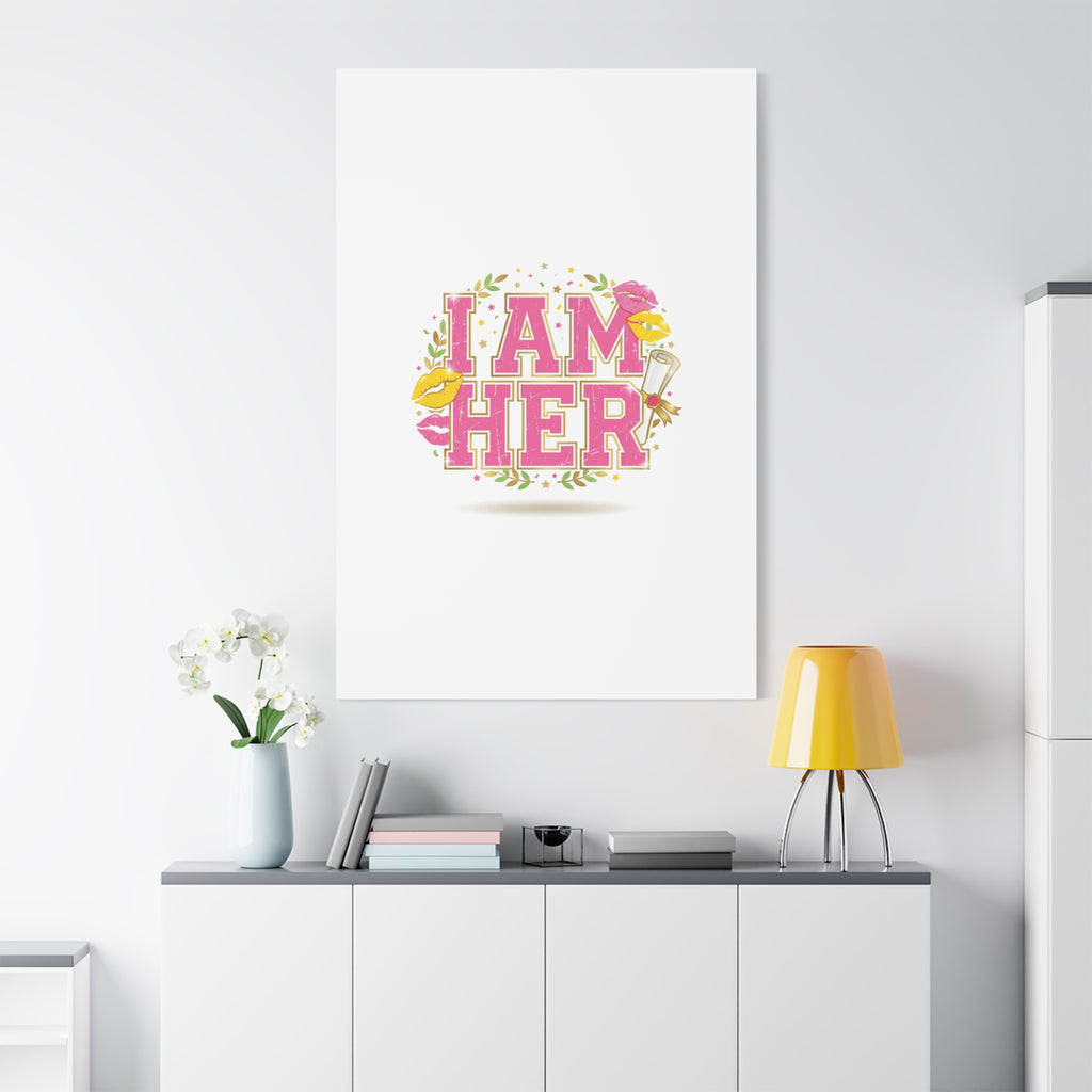 I AM HER Canvas | Varsity Crest, Retro Collegiate Style