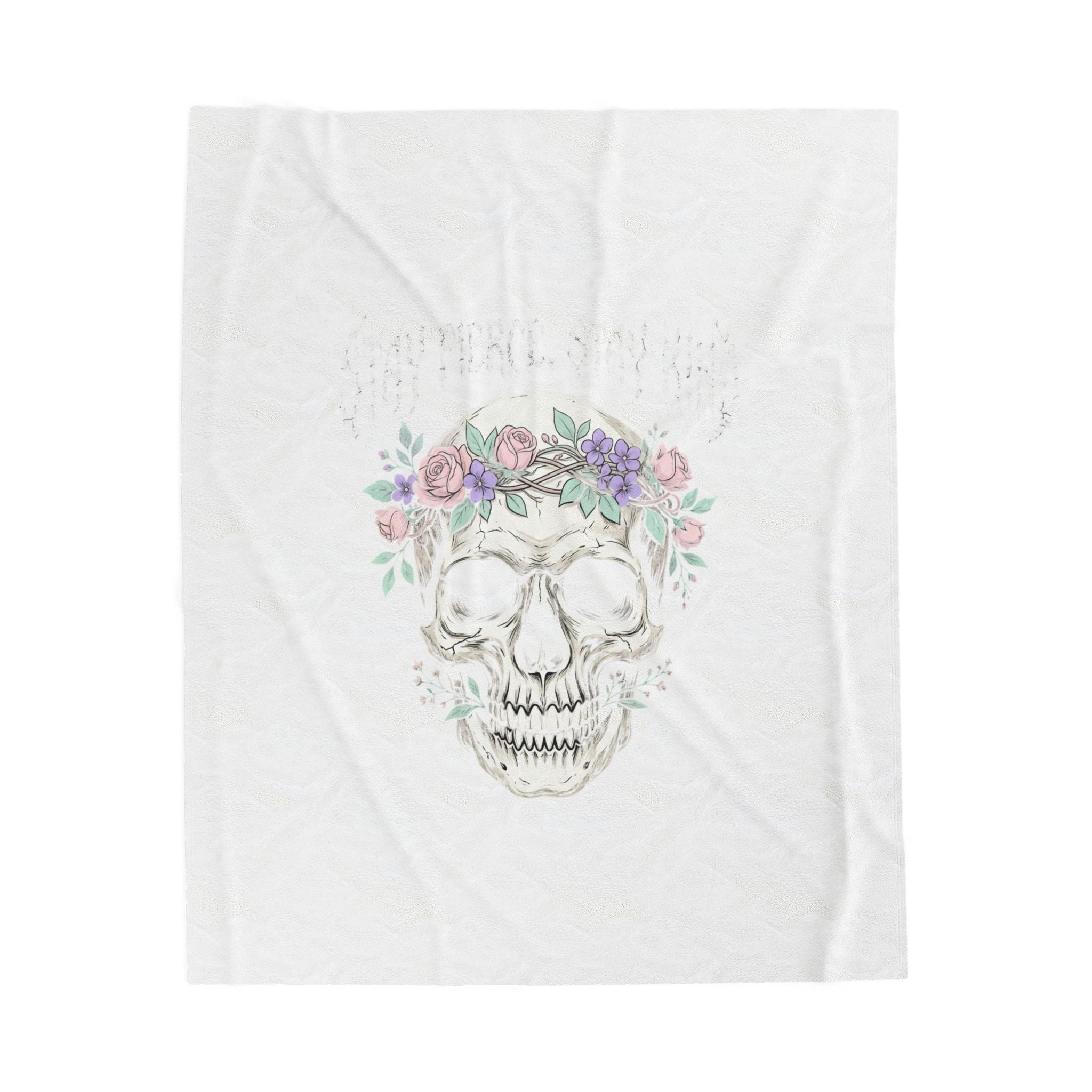 Stay Fierce Stay Kind Velveteen Plush Blanket | gothic wellness quote, metal font merch