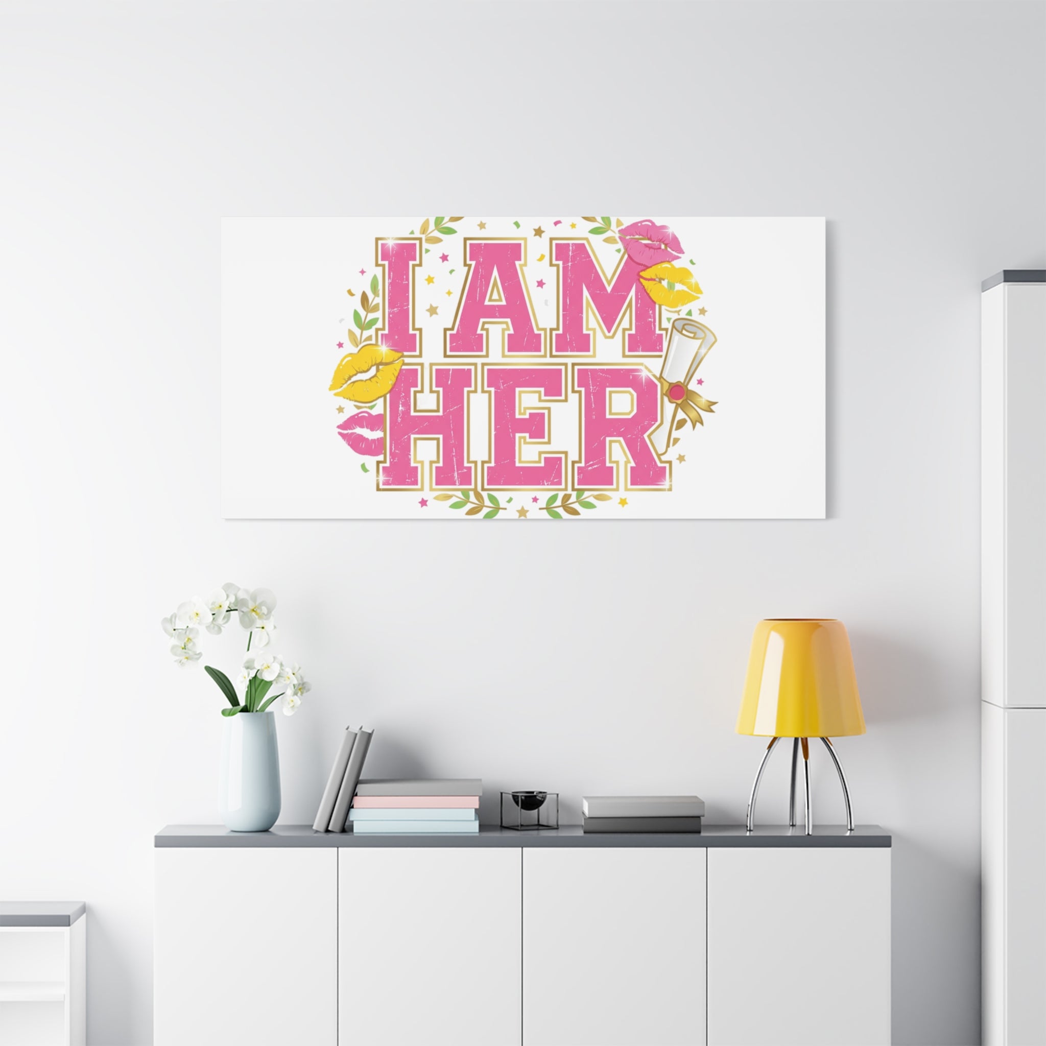 I AM HER Canvas | Varsity Crest, Retro Collegiate Style