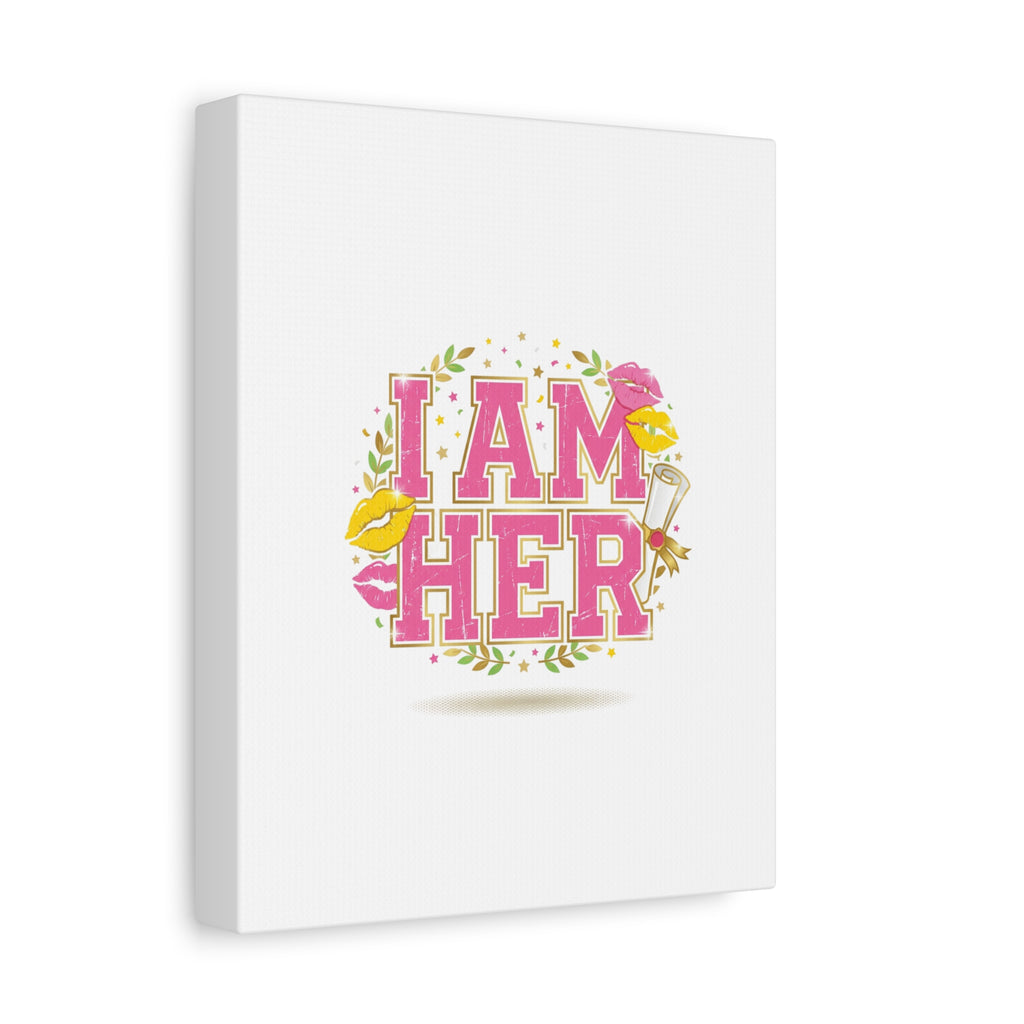 I AM HER Canvas | Varsity Crest, Retro Collegiate Style