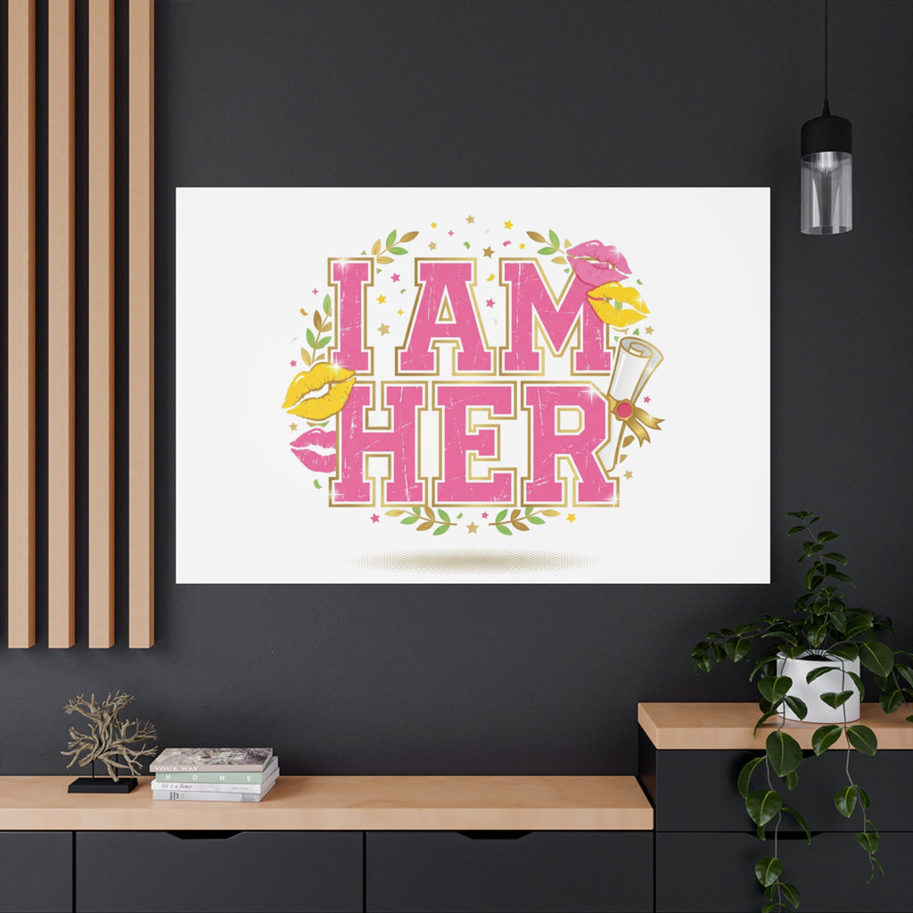 I AM HER Canvas | Varsity Crest, Retro Collegiate Style