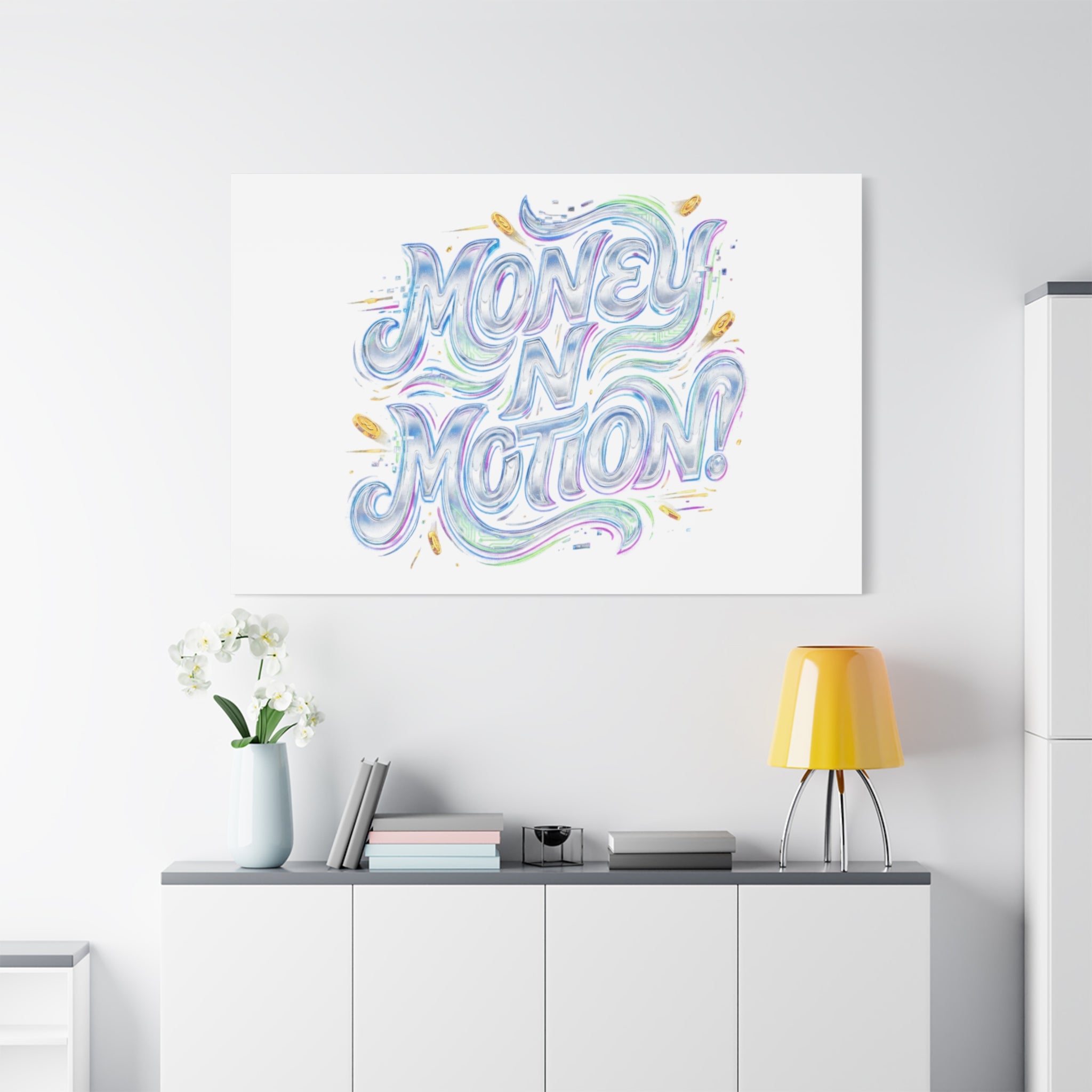 Money N Motion Canvas | psychedelic typography, melting letters poster