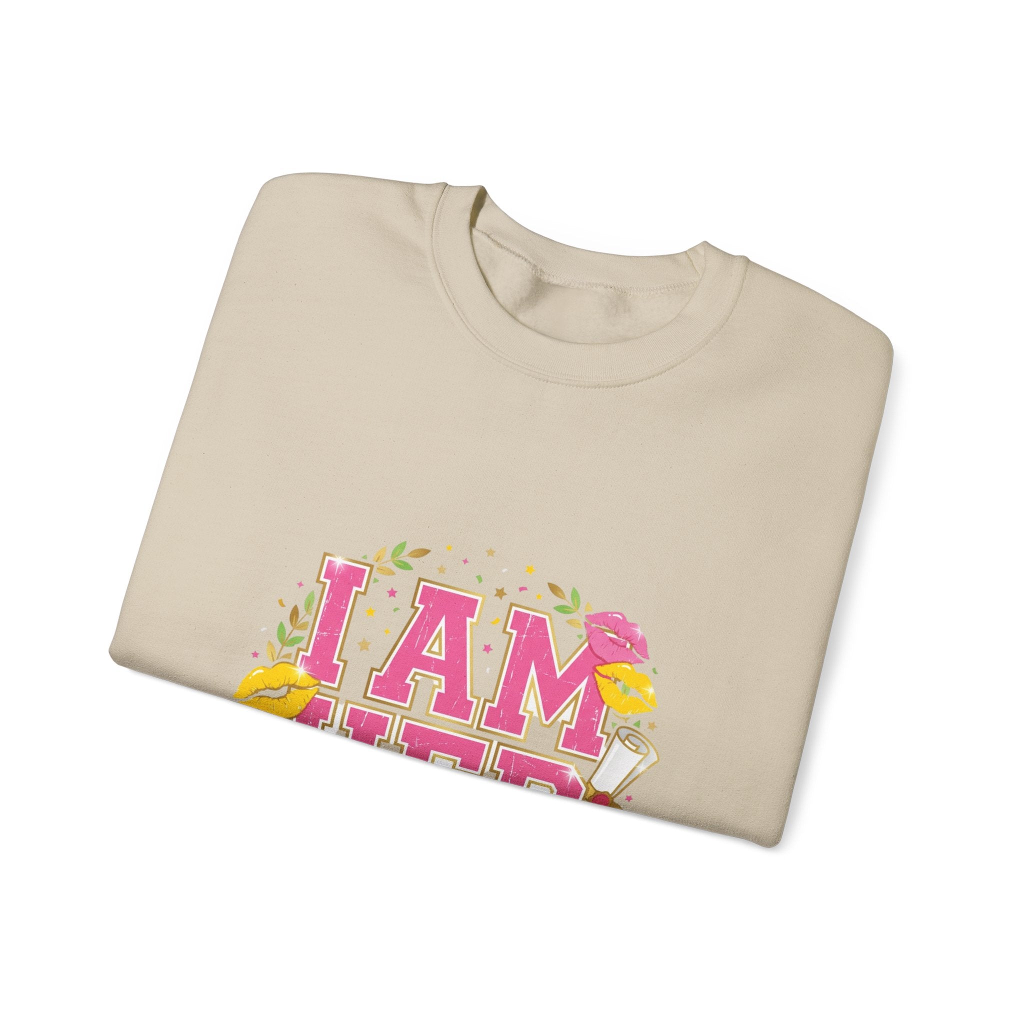 I Am Her sweatshirt | vintage year varsity crest, midlife humor