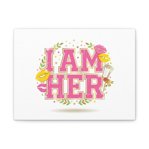 I AM HER Canvas | Varsity Crest, Retro Collegiate Style