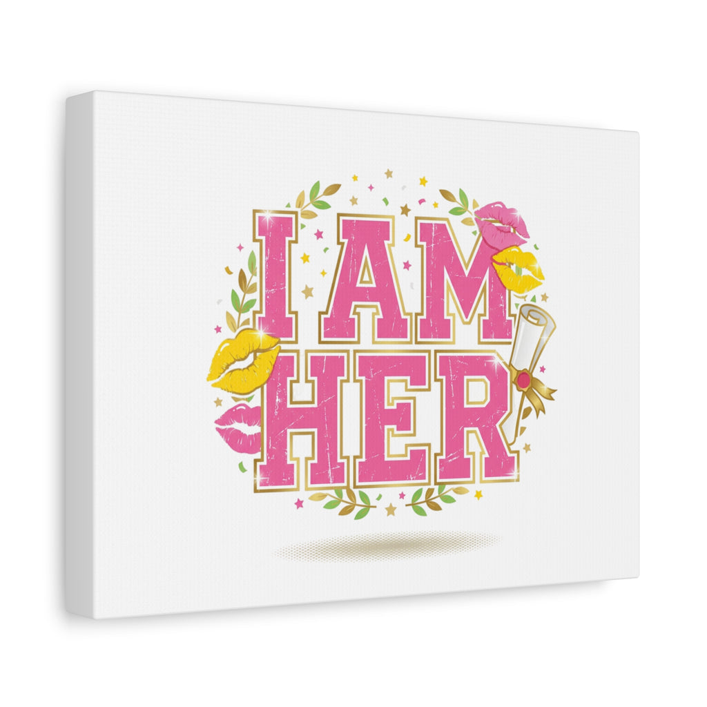 I AM HER Canvas | Varsity Crest, Retro Collegiate Style