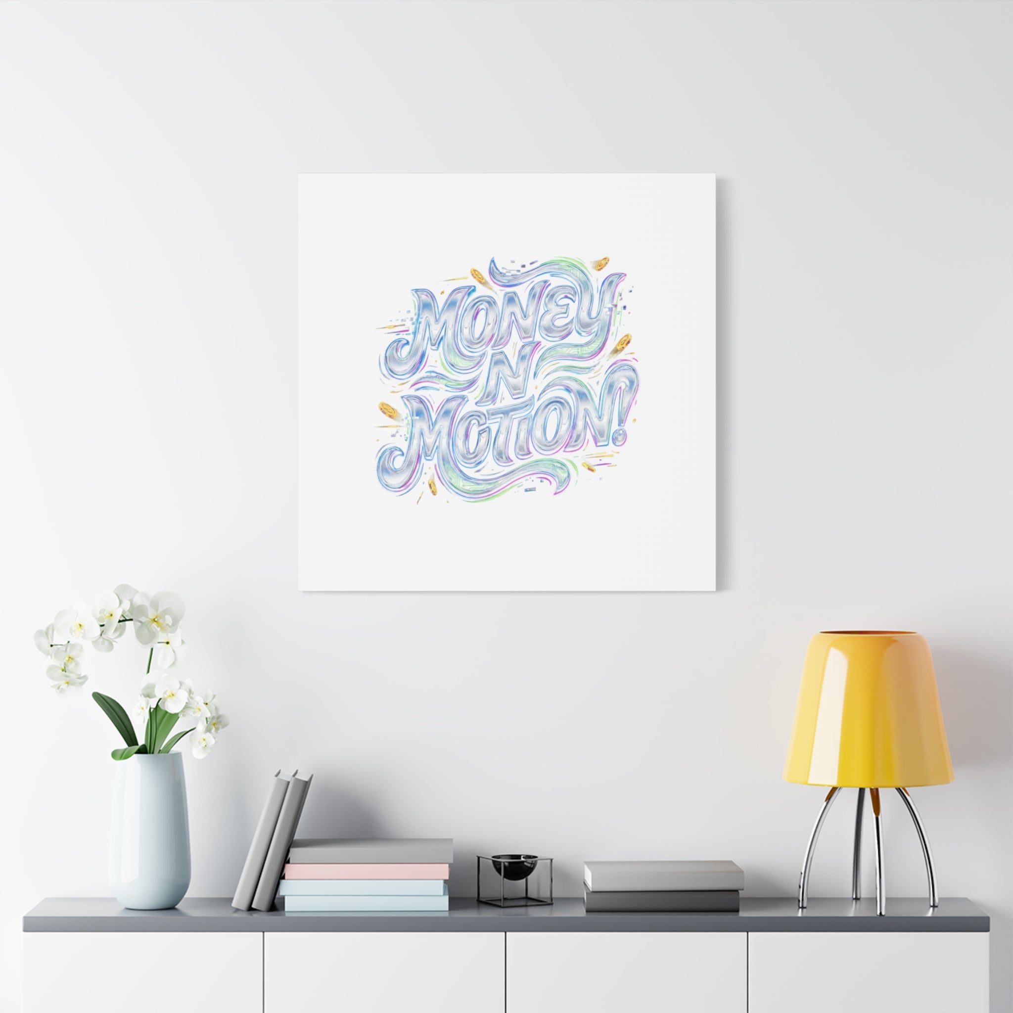 Money N Motion Canvas | psychedelic typography, melting letters poster