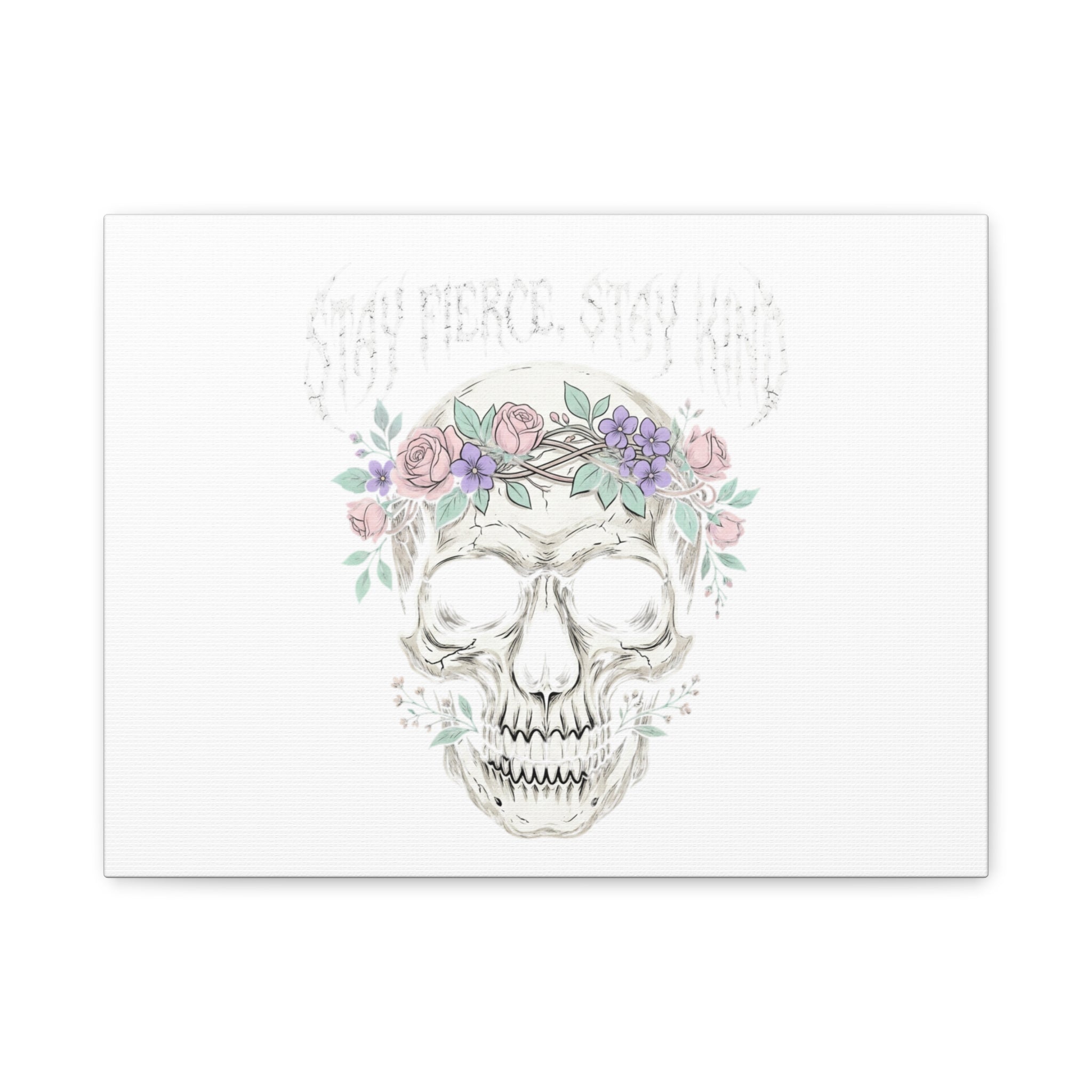 Stay Fierce Stay Kind Skull Canvas | Heavy Metal Wellness, gothic wellness quote