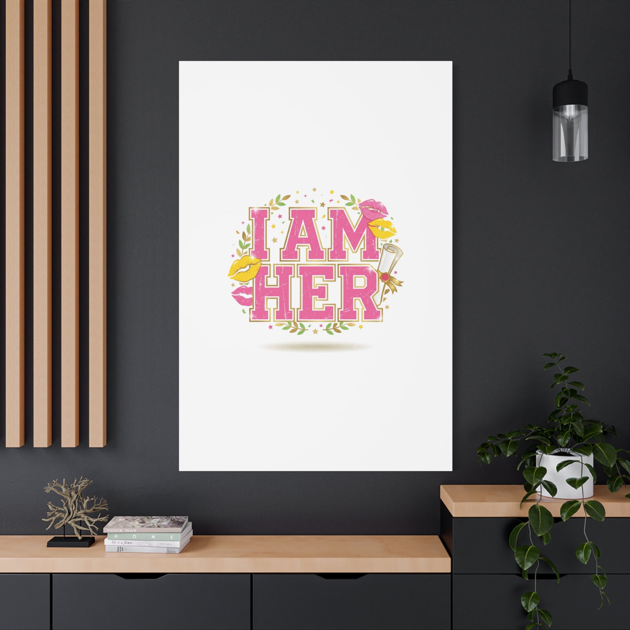 I AM HER Canvas | Varsity Crest, Retro Collegiate Style