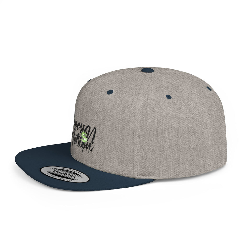 Snapback Hat - "Money In Motion" Embroidered Flat Bill Cap