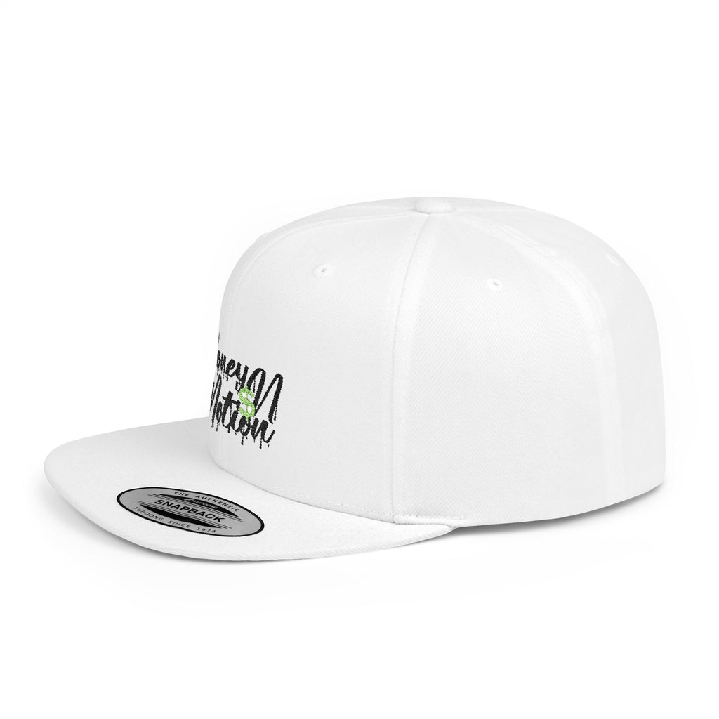 Snapback Hat - "Money In Motion" Embroidered Flat Bill Cap
