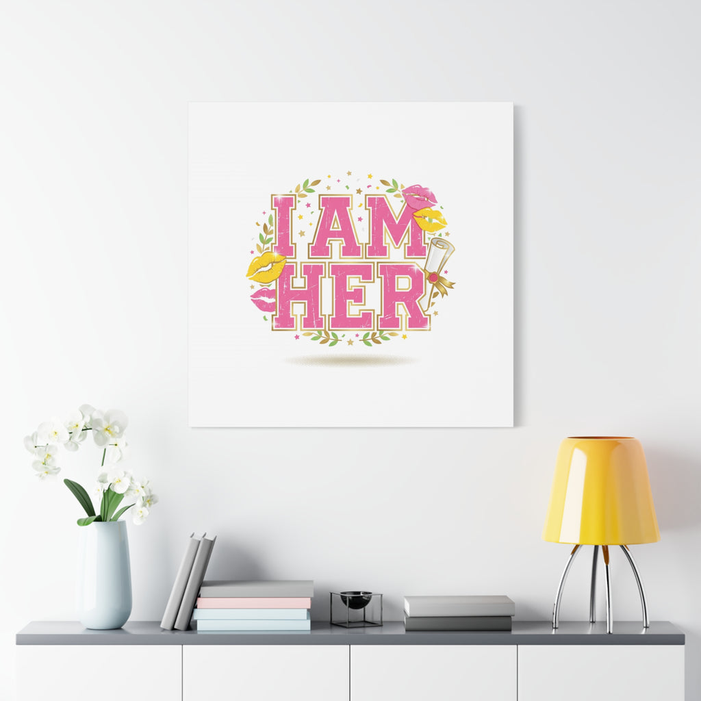I AM HER Canvas | Varsity Crest, Retro Collegiate Style