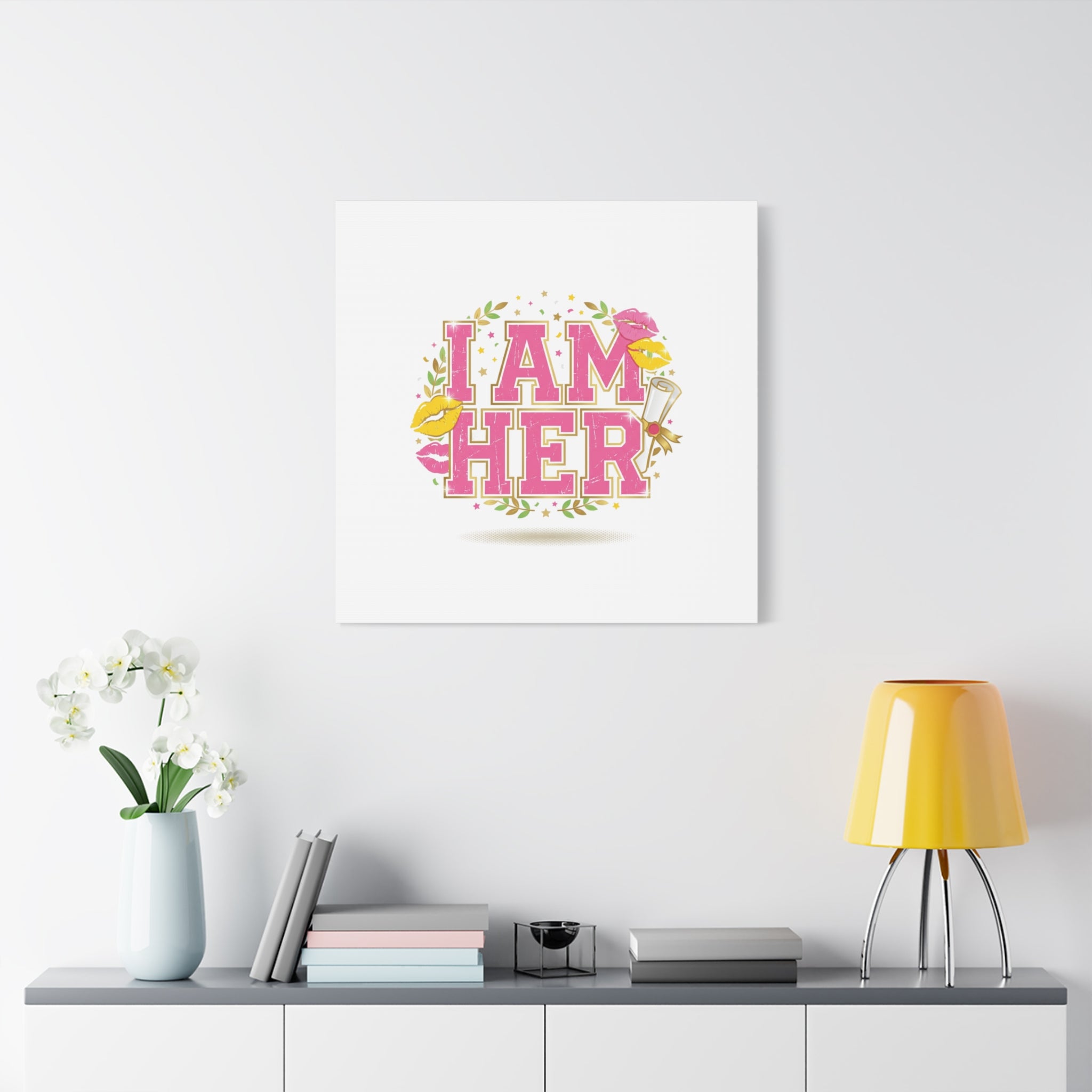 I AM HER Canvas | Varsity Crest, Retro Collegiate Style