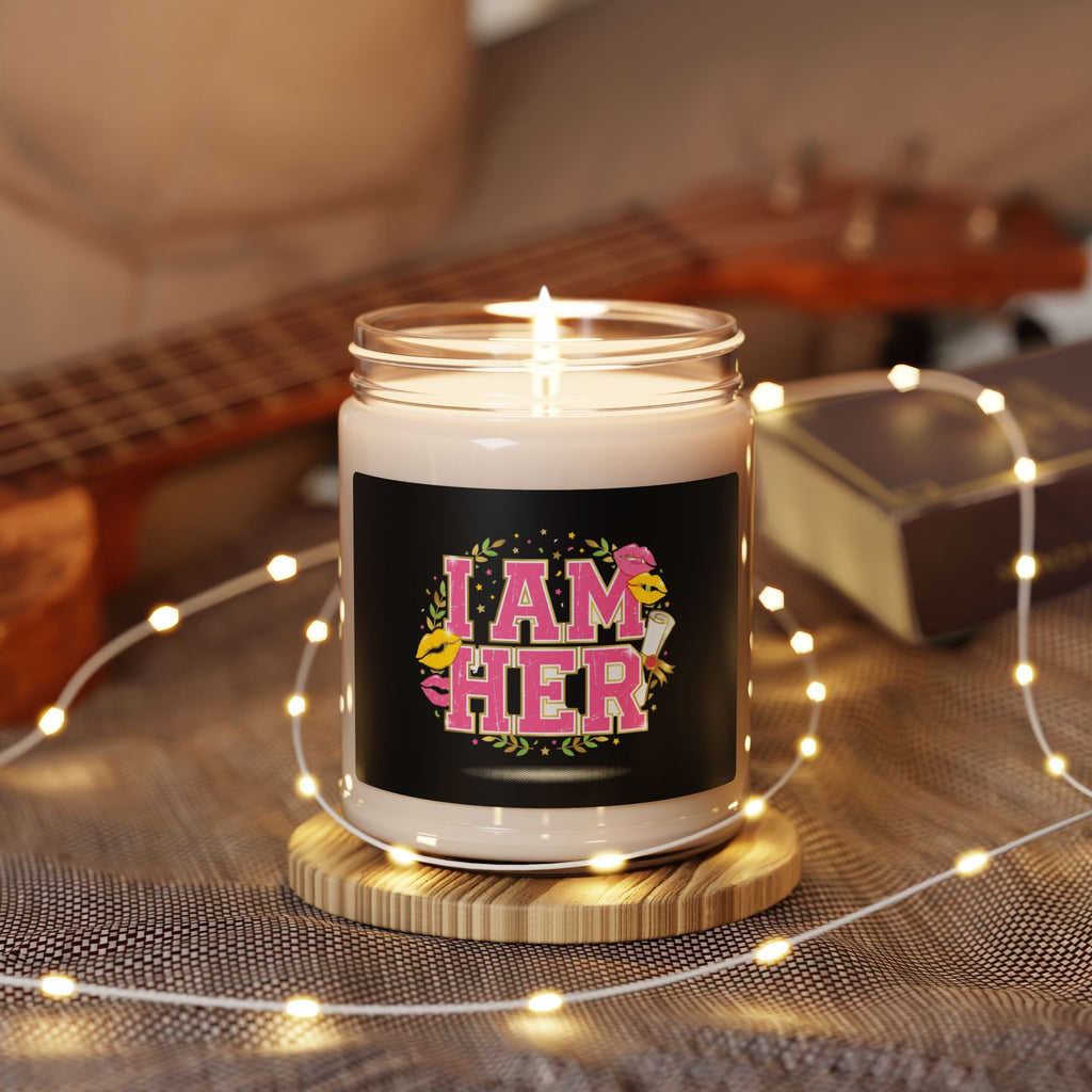 I AM HER Candle | Soy Jar Candle, Varsity Floral Typography, 'Unc' Status Activated Trend
