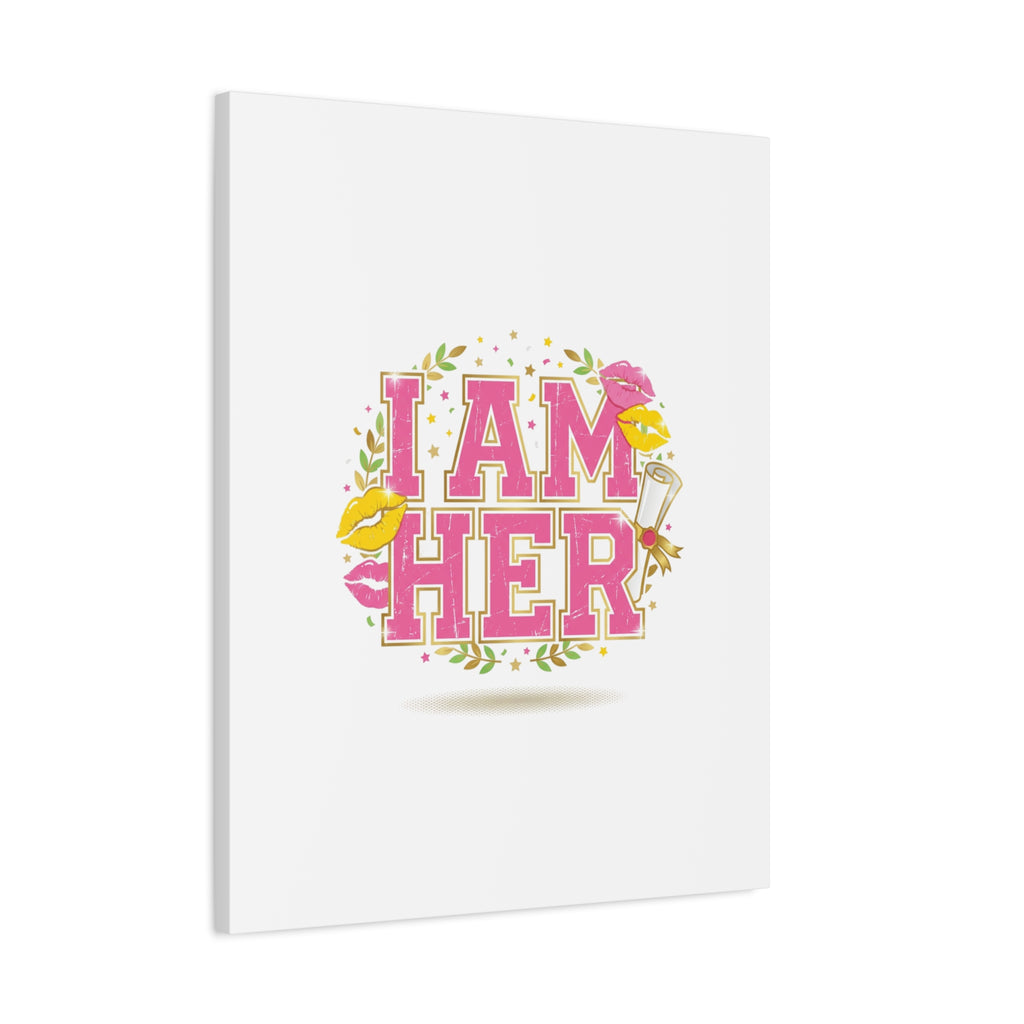I AM HER Canvas | Varsity Crest, Retro Collegiate Style