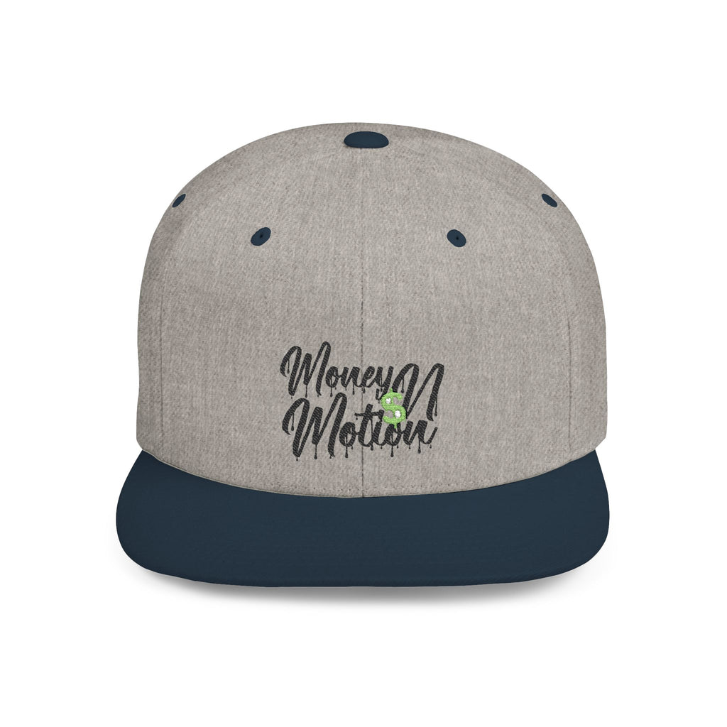 Snapback Hat - "Money In Motion" Embroidered Flat Bill Cap
