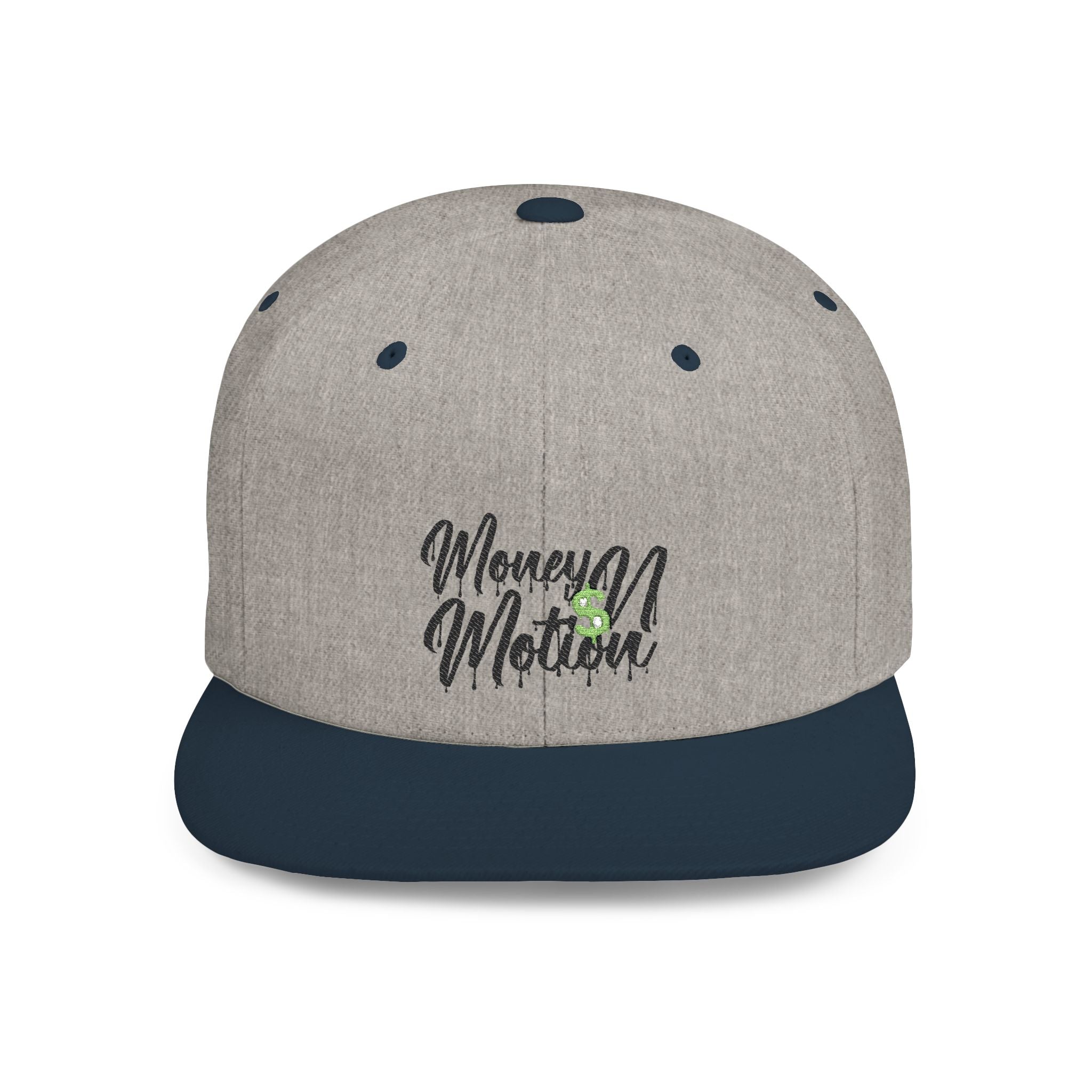 Snapback Hat - "Money In Motion" Embroidered Flat Bill Cap