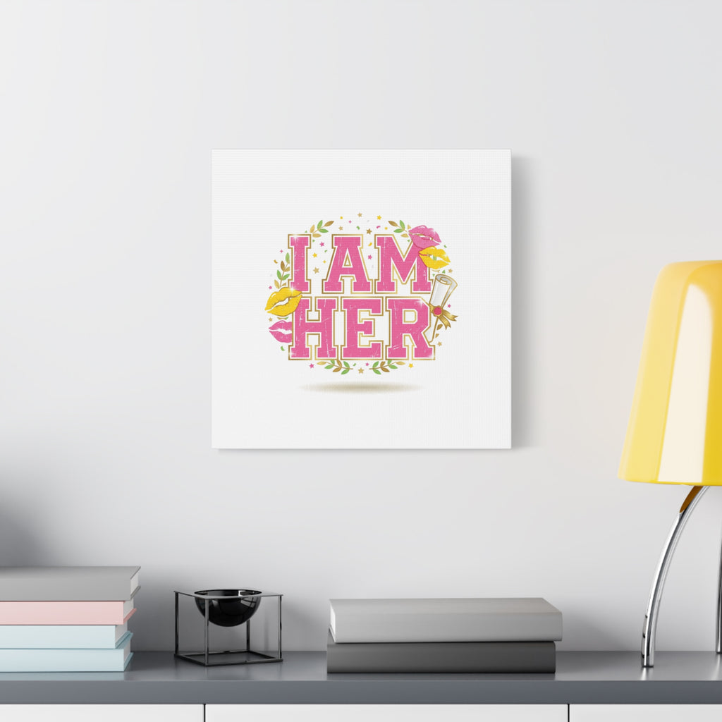 I AM HER Canvas | Varsity Crest, Retro Collegiate Style