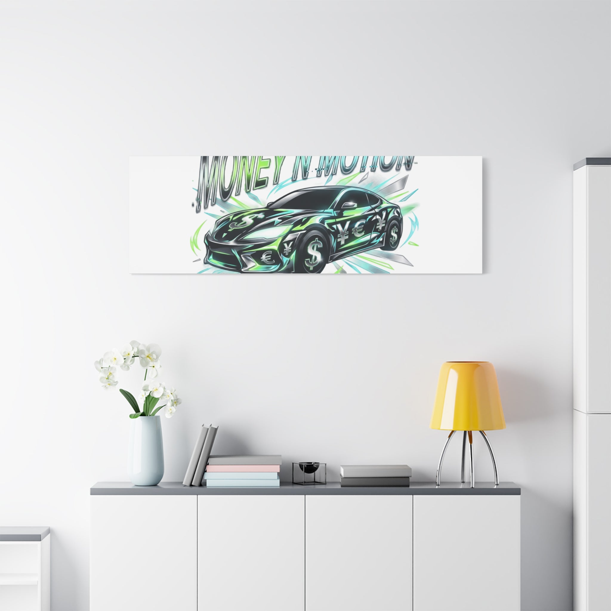Money in Motion Canvas | Kinetic Typography, Melting Letters, Neon Car Art