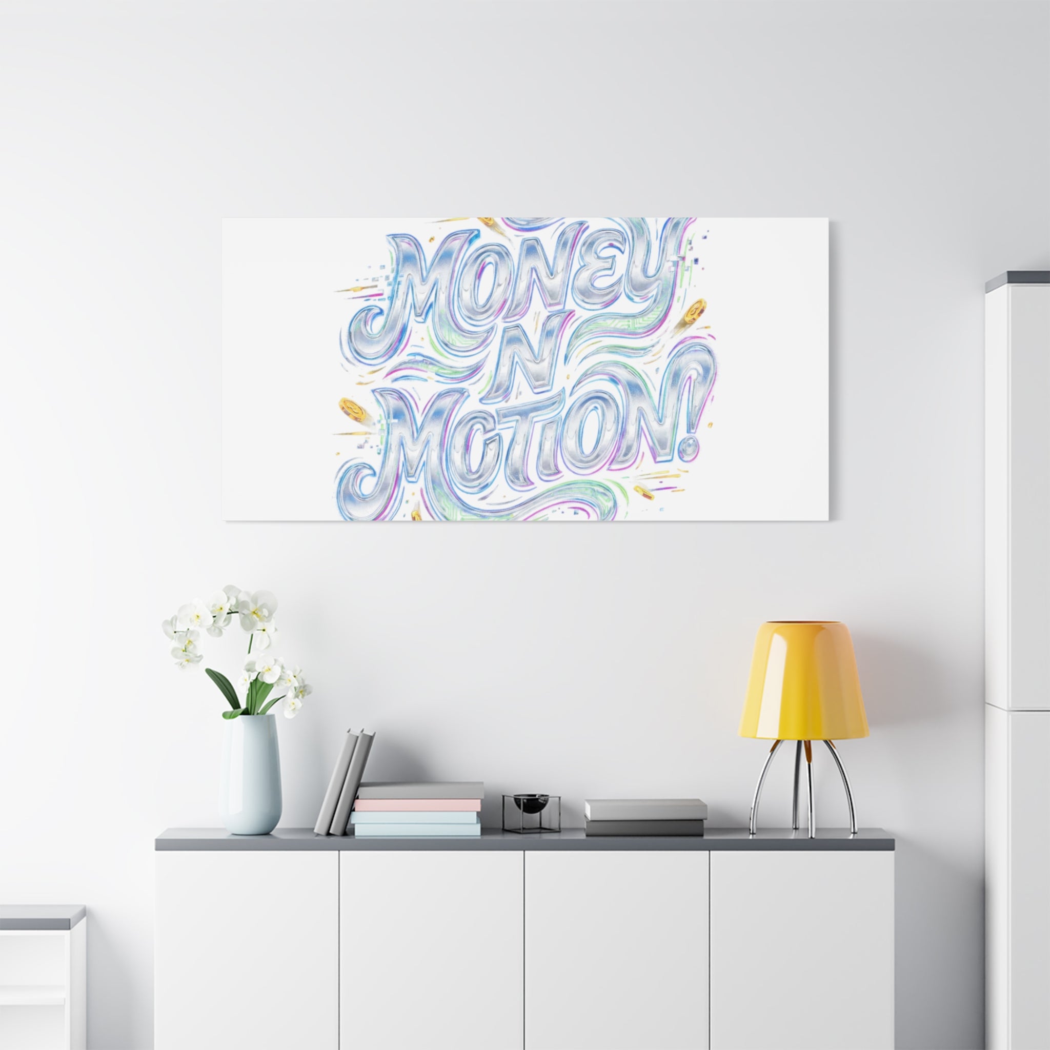 Money N Motion Canvas | psychedelic typography, melting letters poster