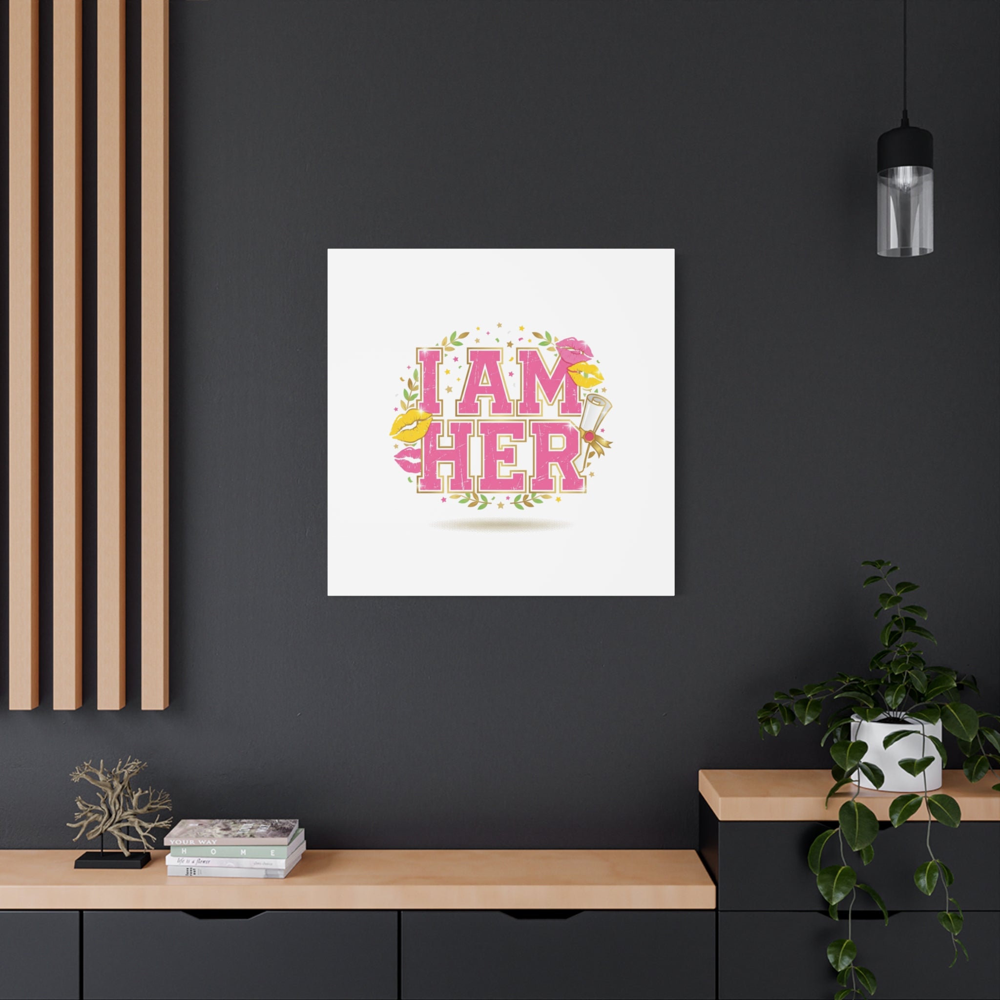 I AM HER Canvas | Varsity Crest, Retro Collegiate Style
