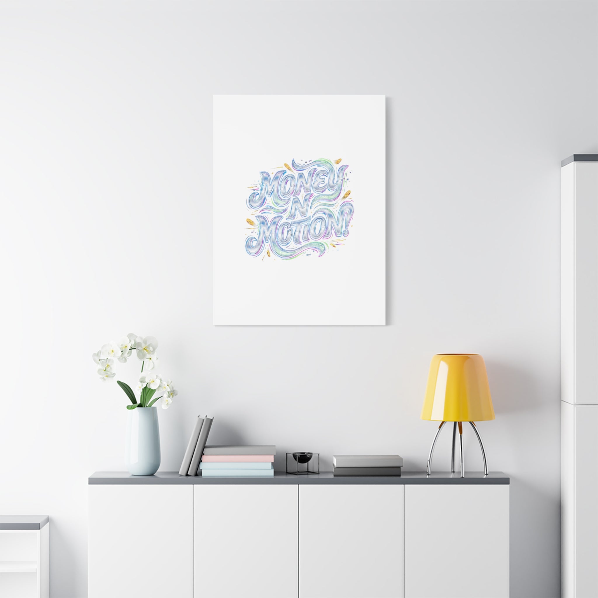 Money N Motion Canvas | psychedelic typography, melting letters poster