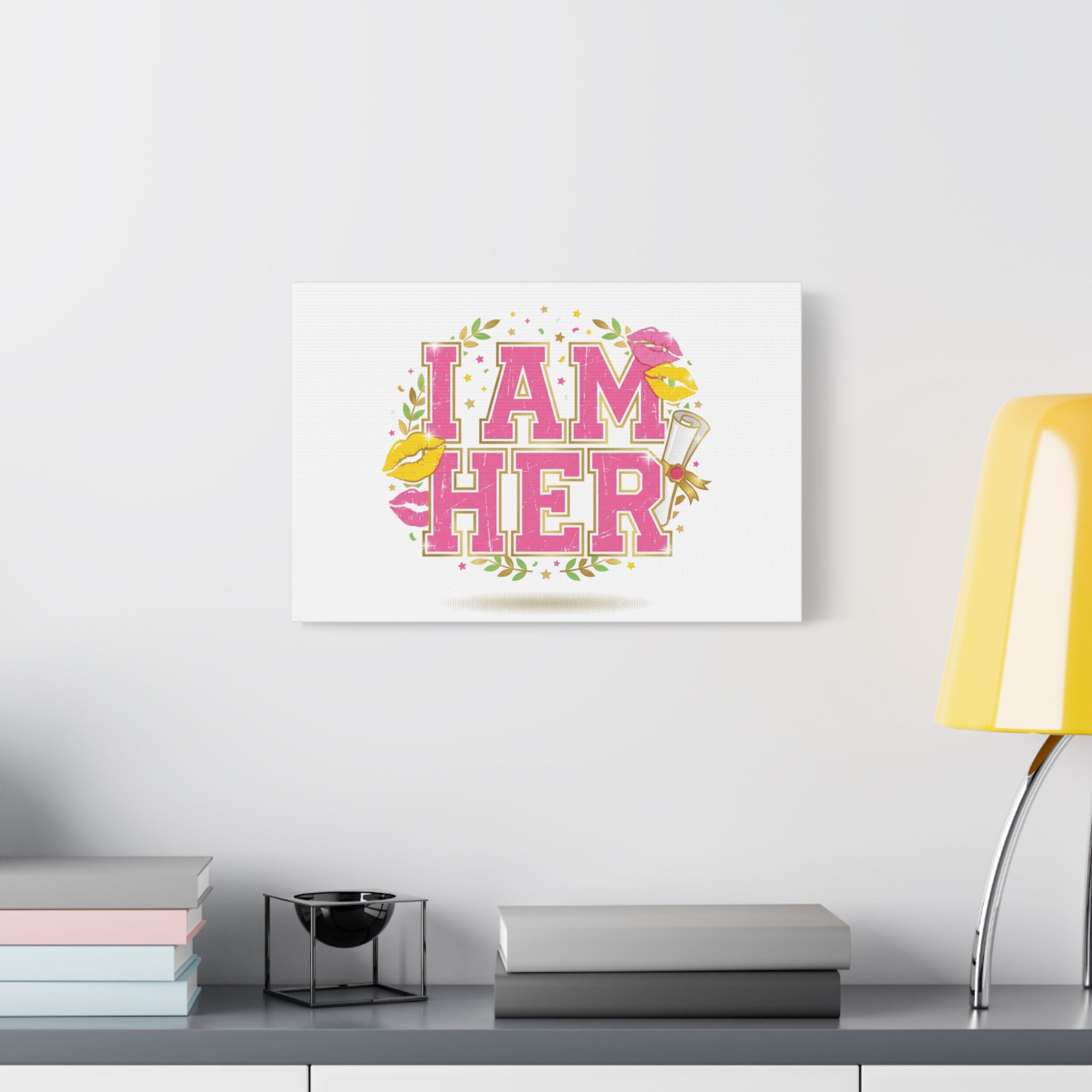 I AM HER Canvas | Varsity Crest, Retro Collegiate Style