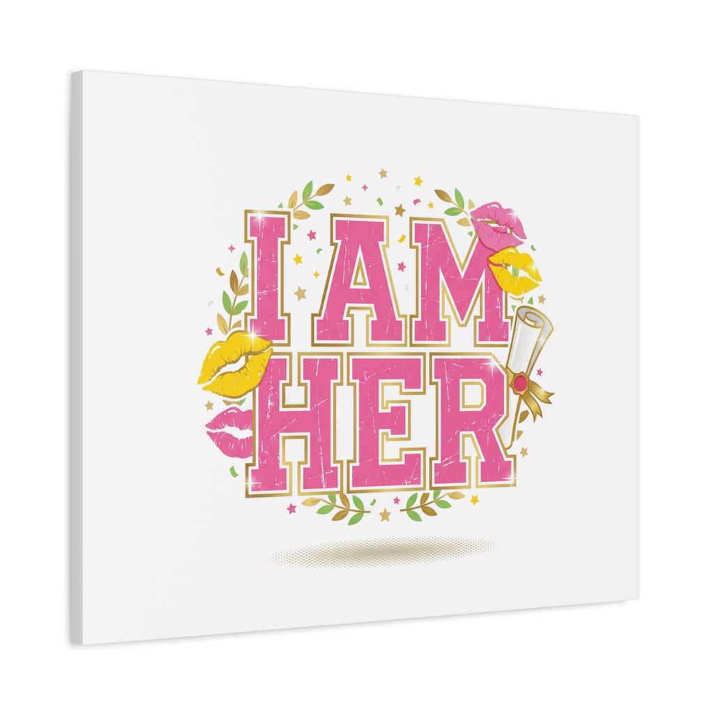 I AM HER Canvas | Varsity Crest, Retro Collegiate Style
