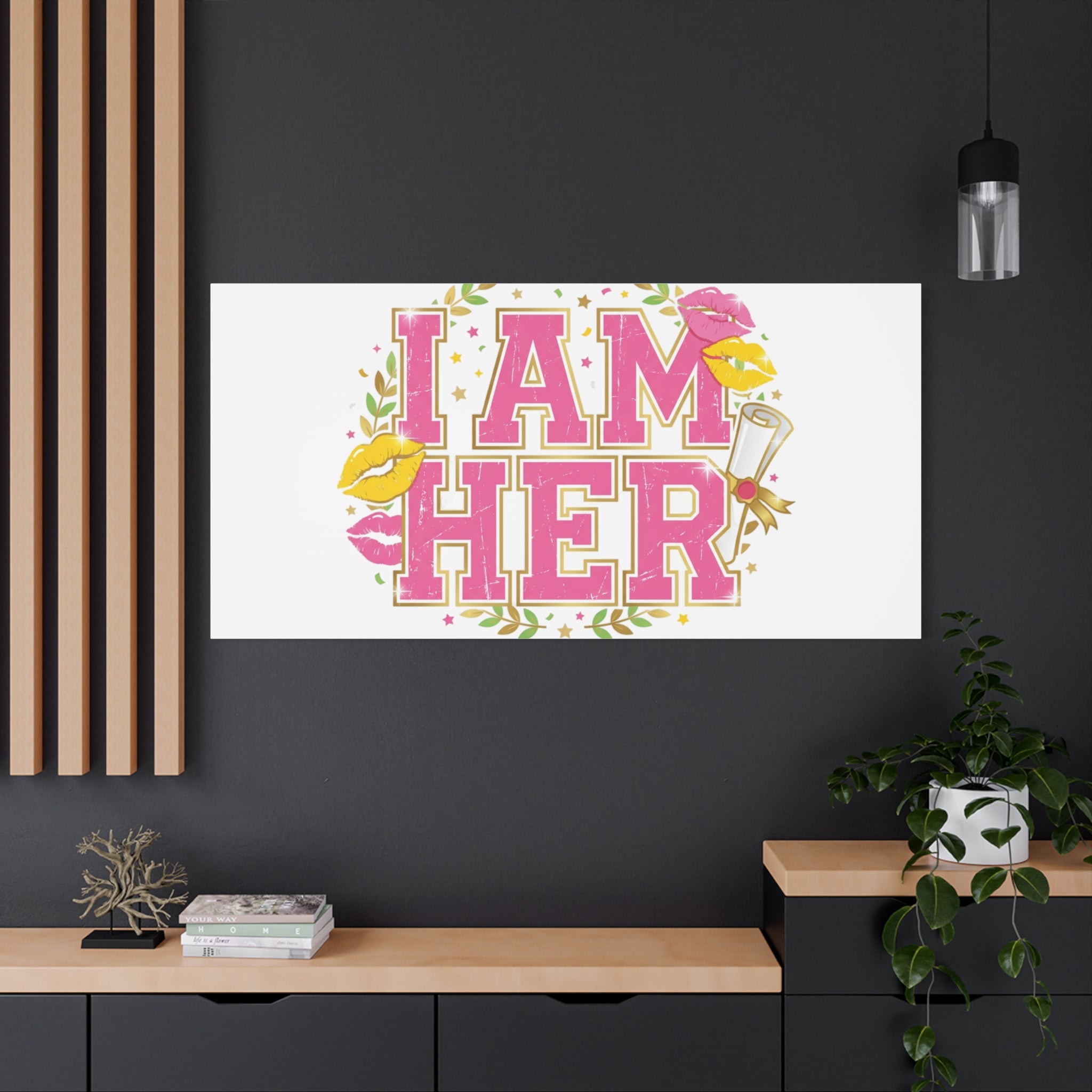 I AM HER Canvas | Varsity Crest, Retro Collegiate Style