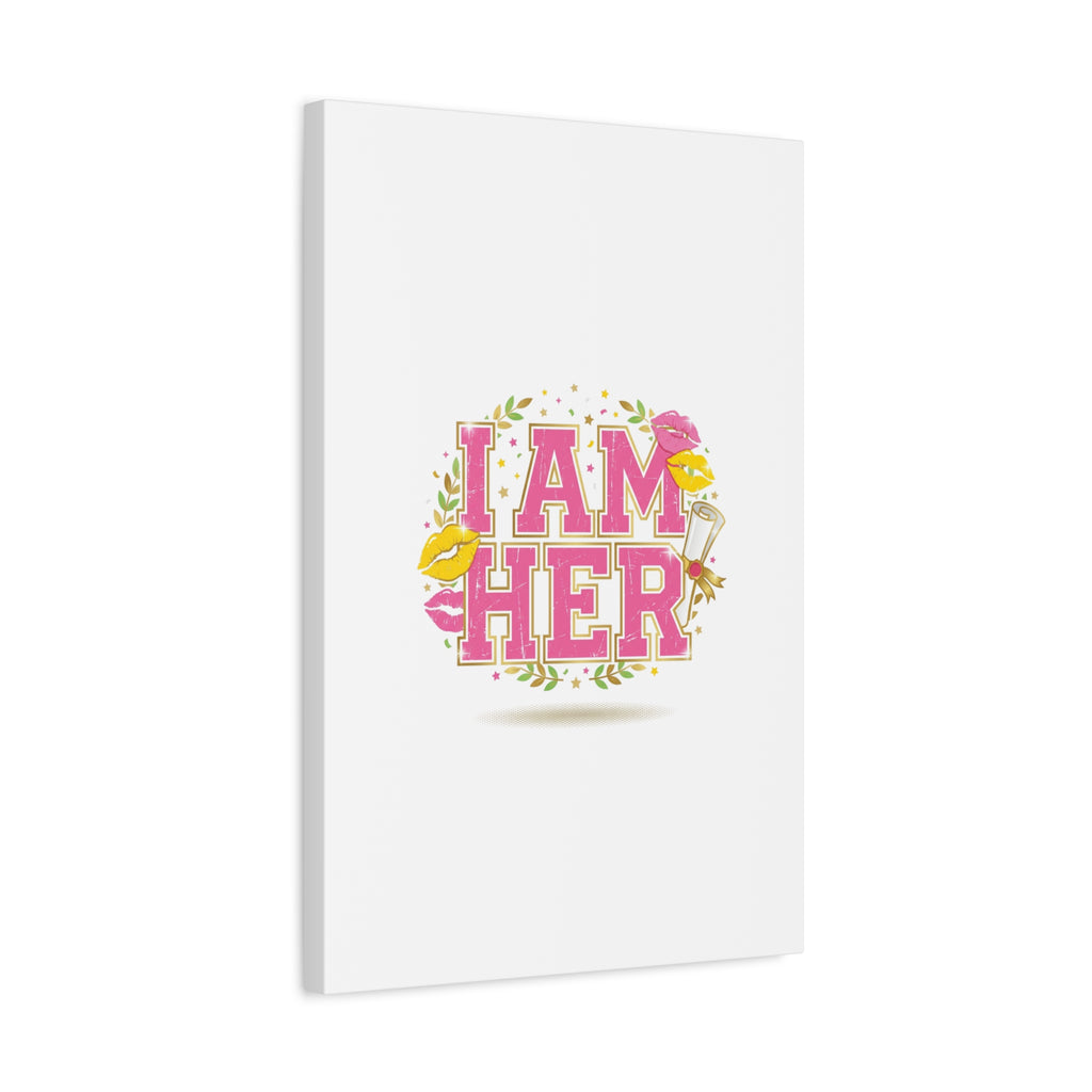 I AM HER Canvas | Varsity Crest, Retro Collegiate Style