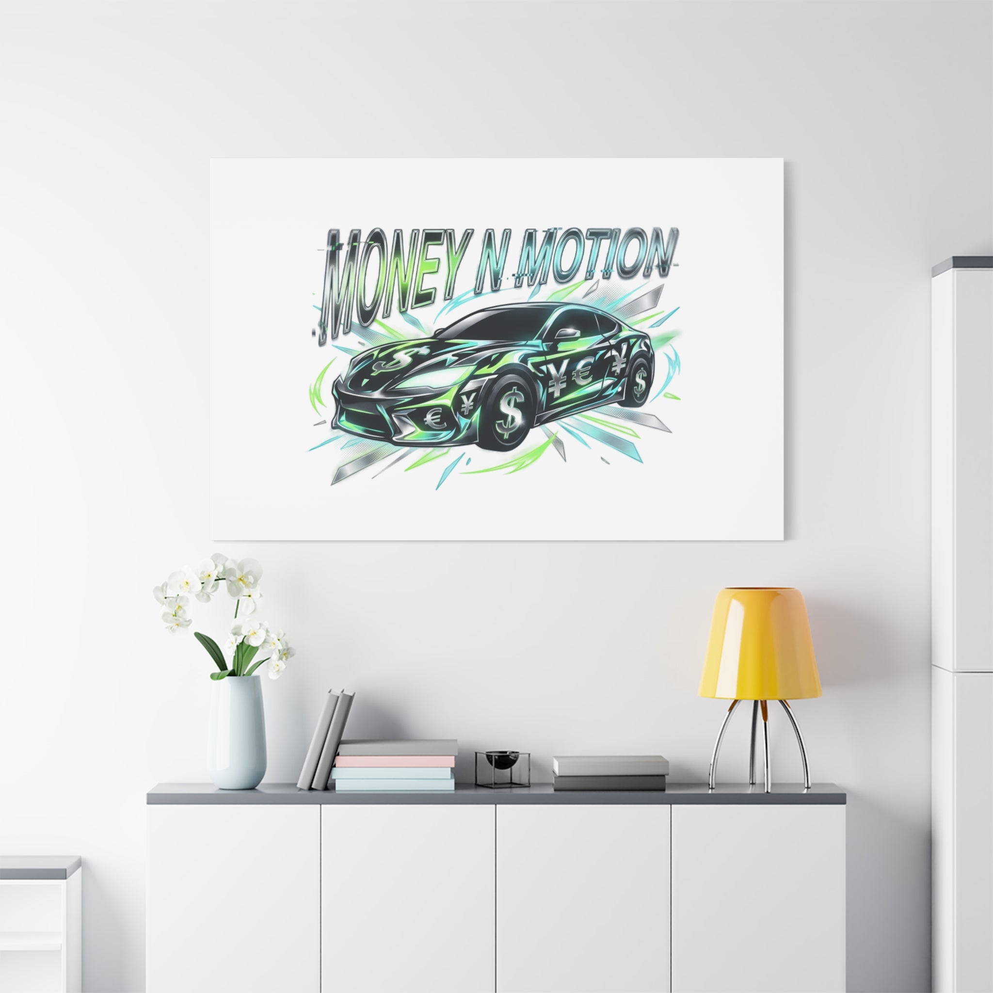 Money in Motion Canvas | Kinetic Typography, Melting Letters, Neon Car Art