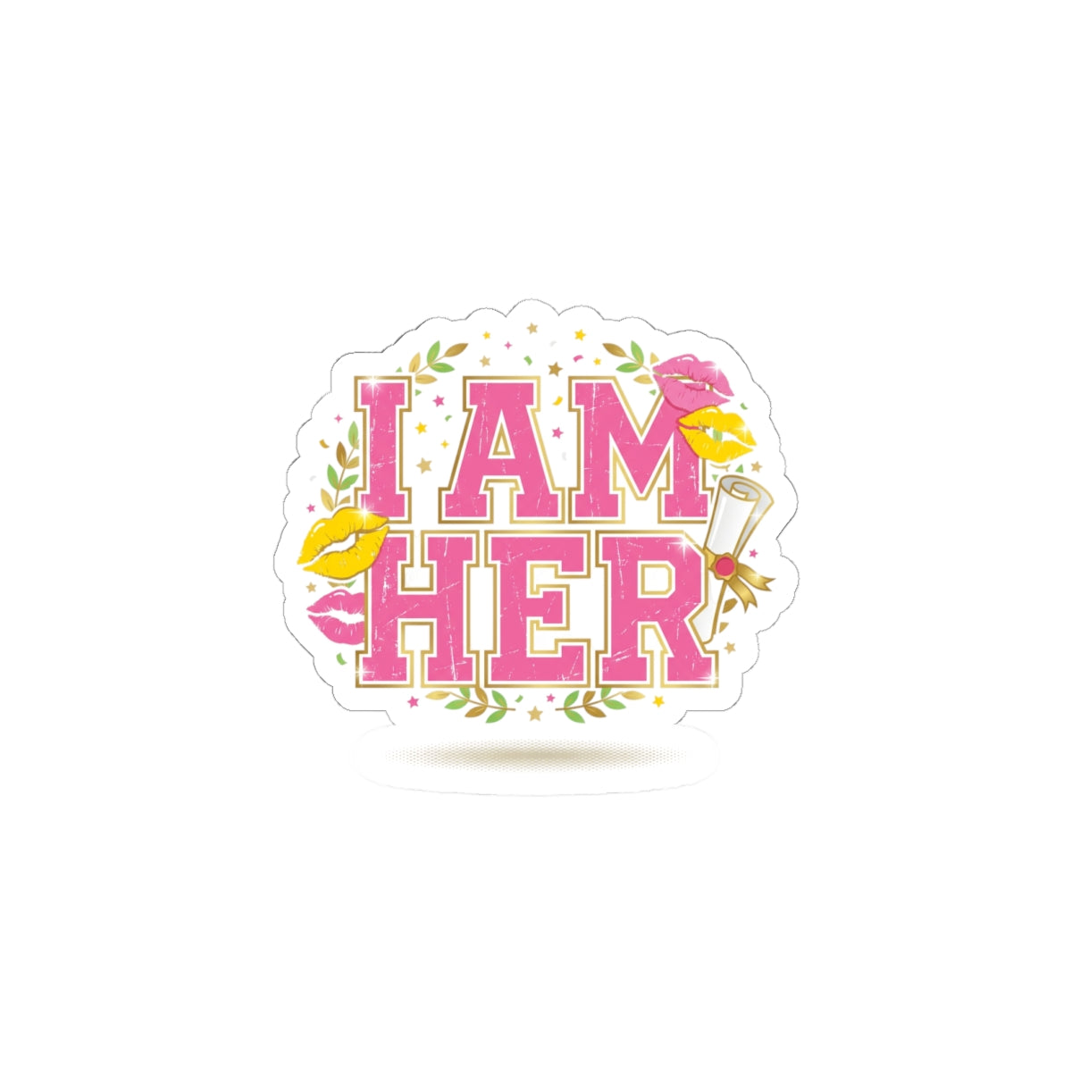 I Am Her Kiss-Cut Sticker | varsity crest, tongue-in-cheek ‘Unc’ status