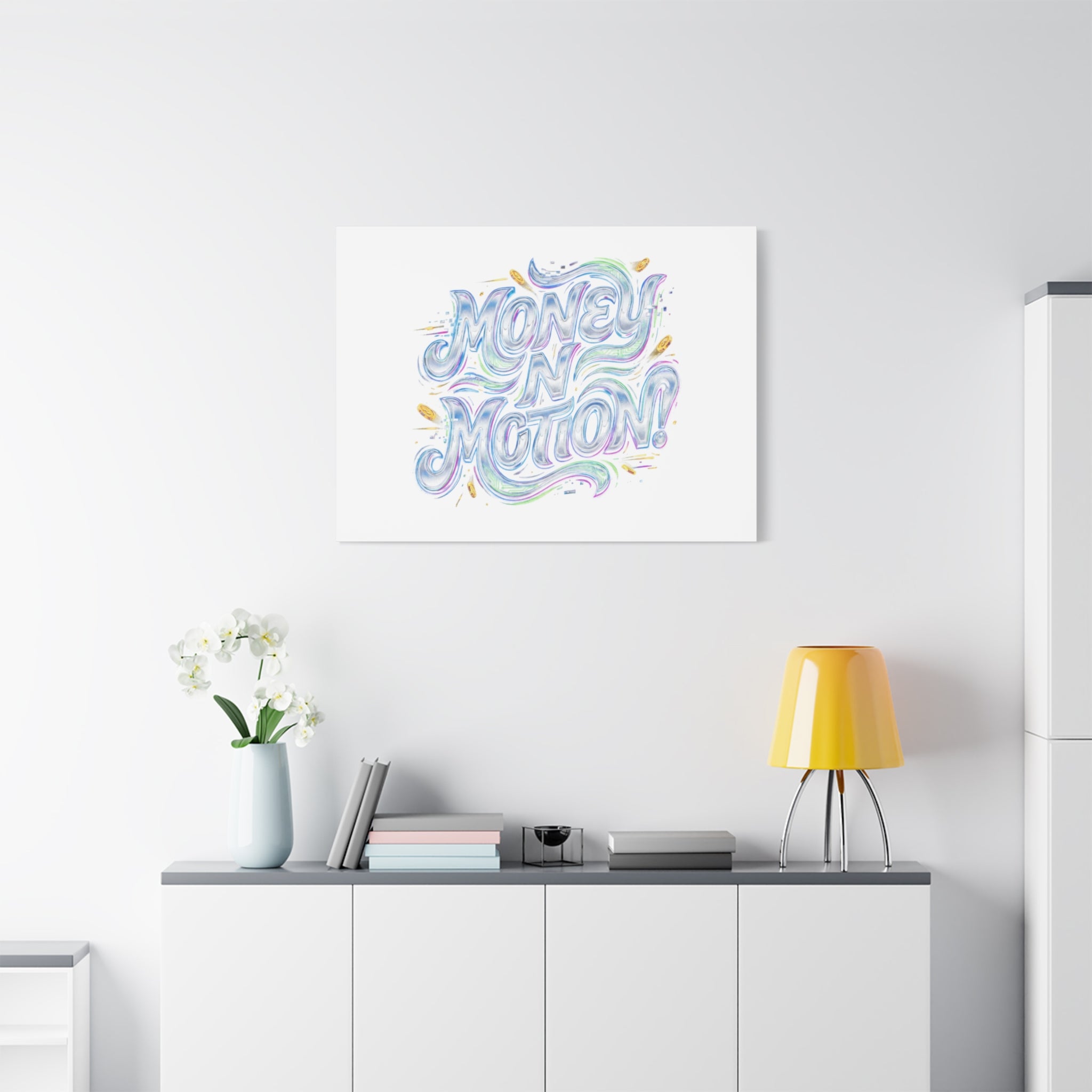 Money N Motion Canvas | psychedelic typography, melting letters poster