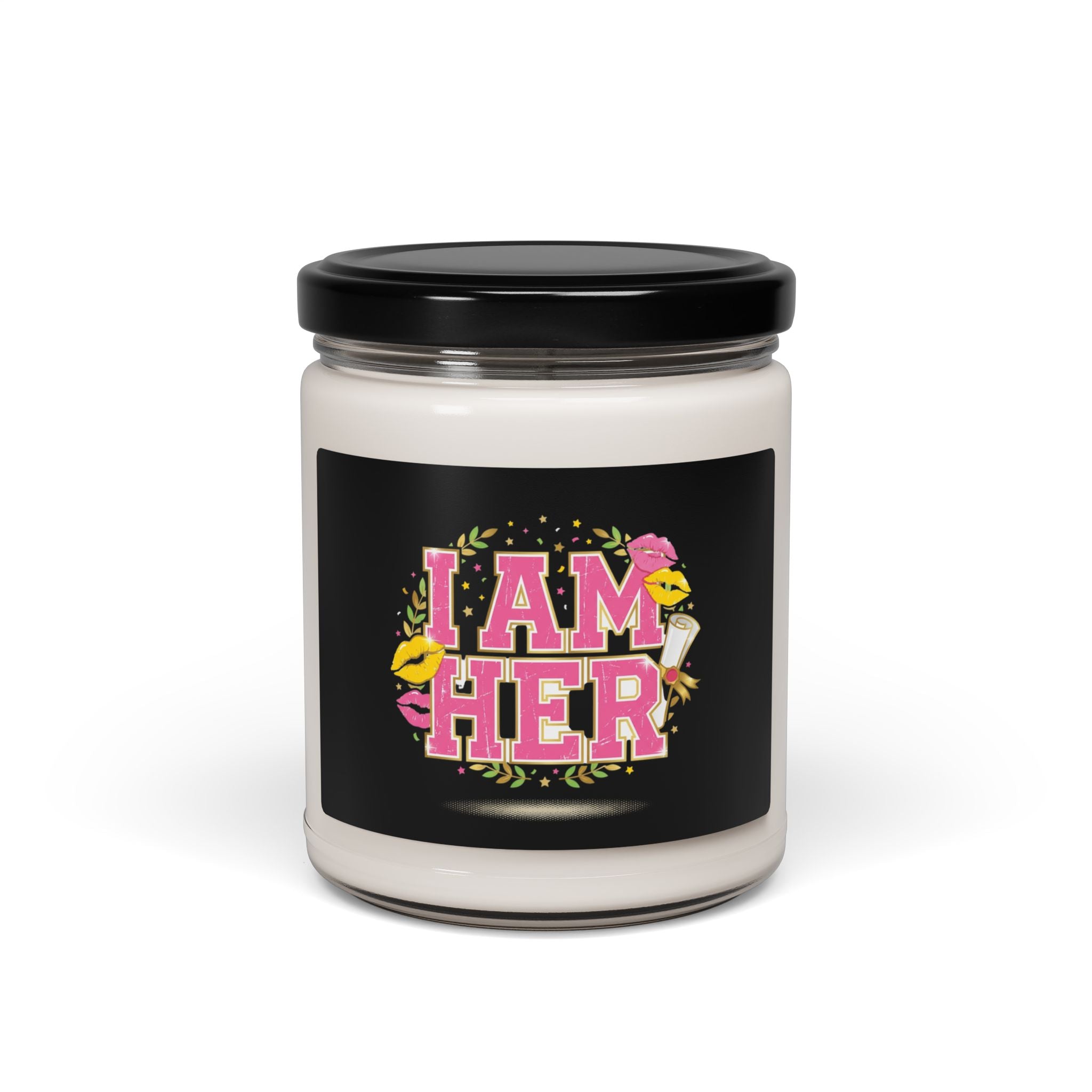 I AM HER Candle | Soy Jar Candle, Varsity Floral Typography, 'Unc' Status Activated Trend