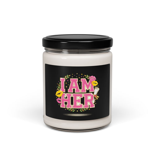 I AM HER Candle | Soy Jar Candle, Varsity Floral Typography, 'Unc' Status Activated Trend
