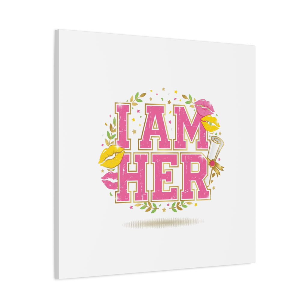 I AM HER Canvas | Varsity Crest, Retro Collegiate Style