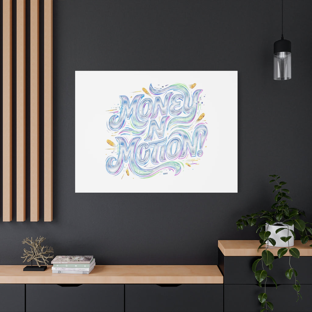 Money N Motion Canvas | psychedelic typography, melting letters poster