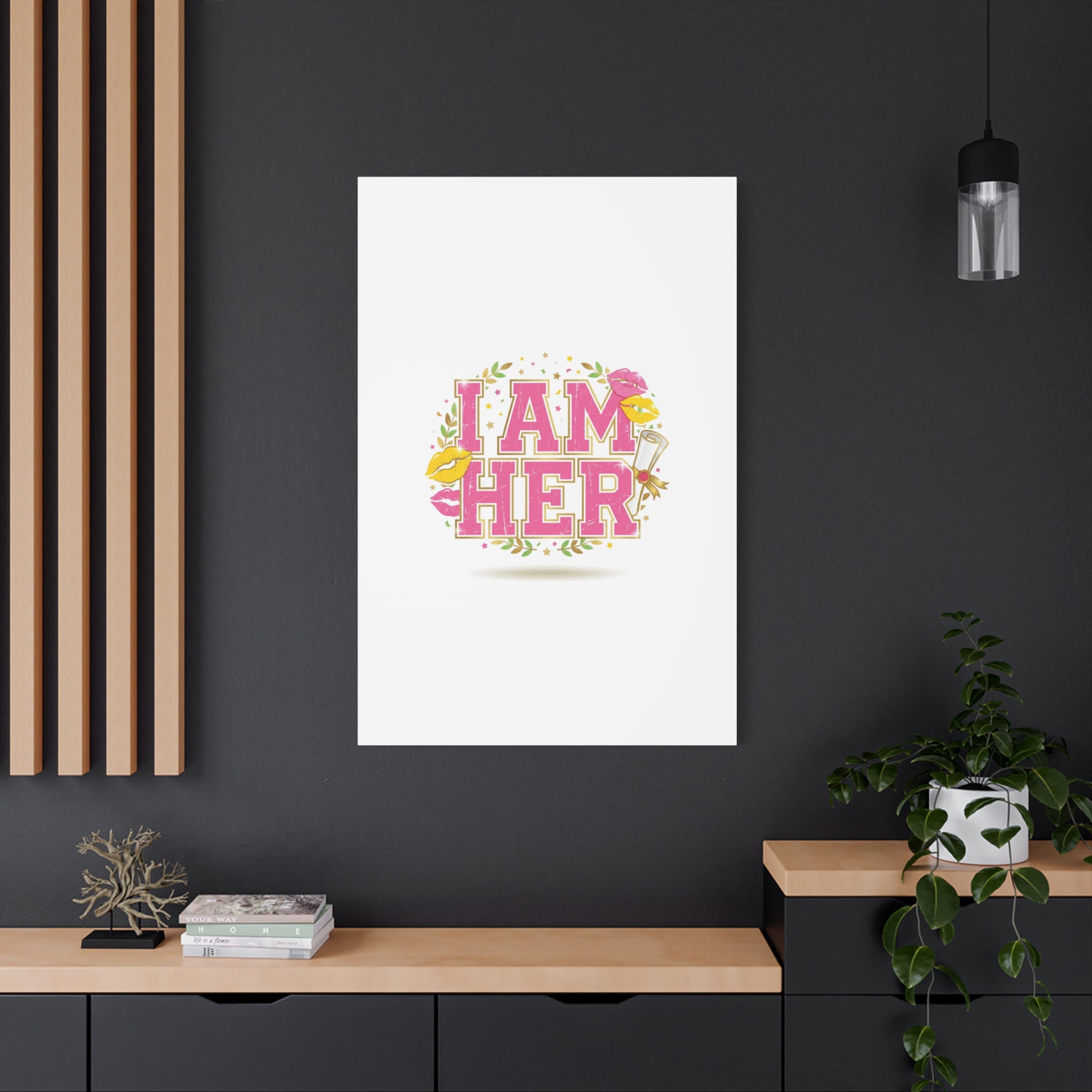 I AM HER Canvas | Varsity Crest, Retro Collegiate Style