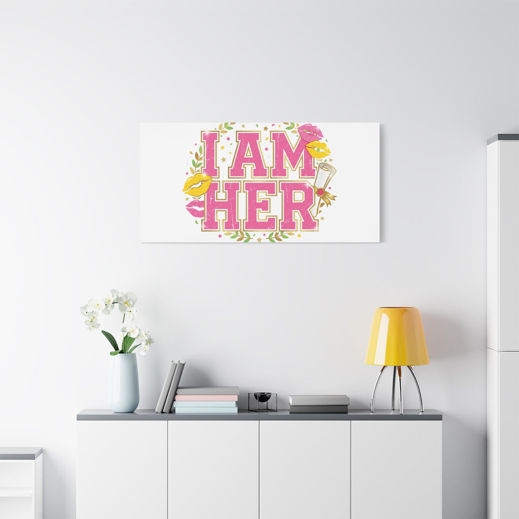 I AM HER Canvas | Varsity Crest, Retro Collegiate Style