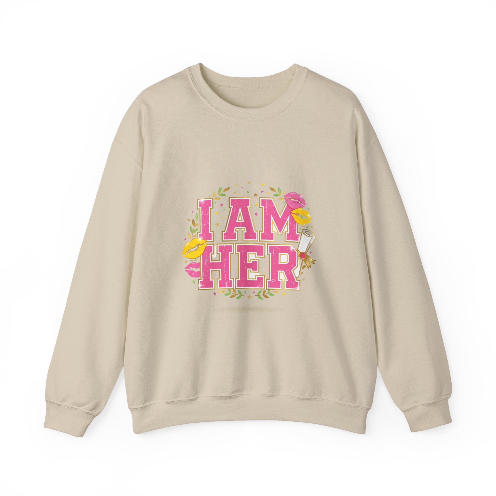 I Am Her sweatshirt | vintage year varsity crest, midlife humor