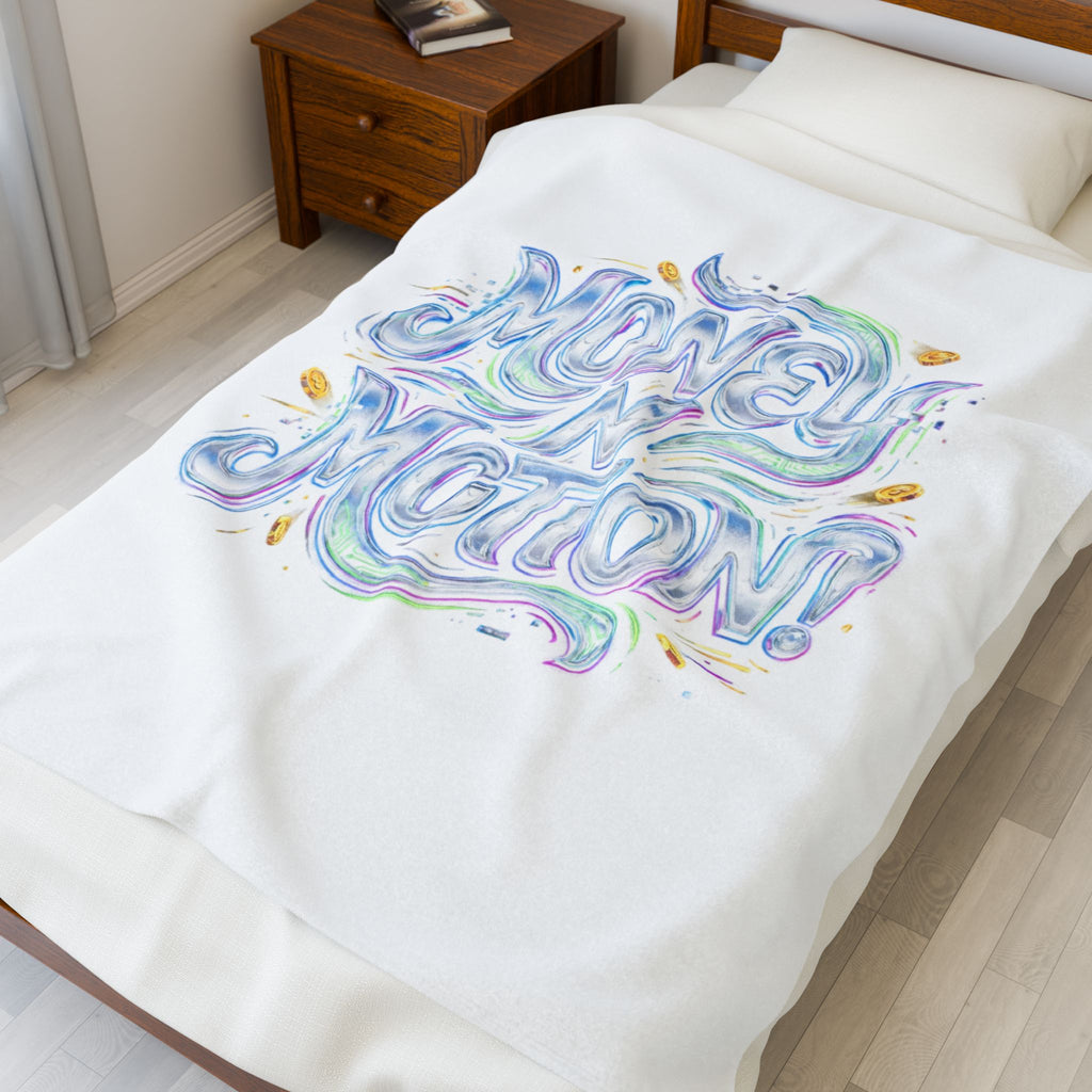 Money in Motion velveteen blanket | psychedelic kinetic typography, melting letters