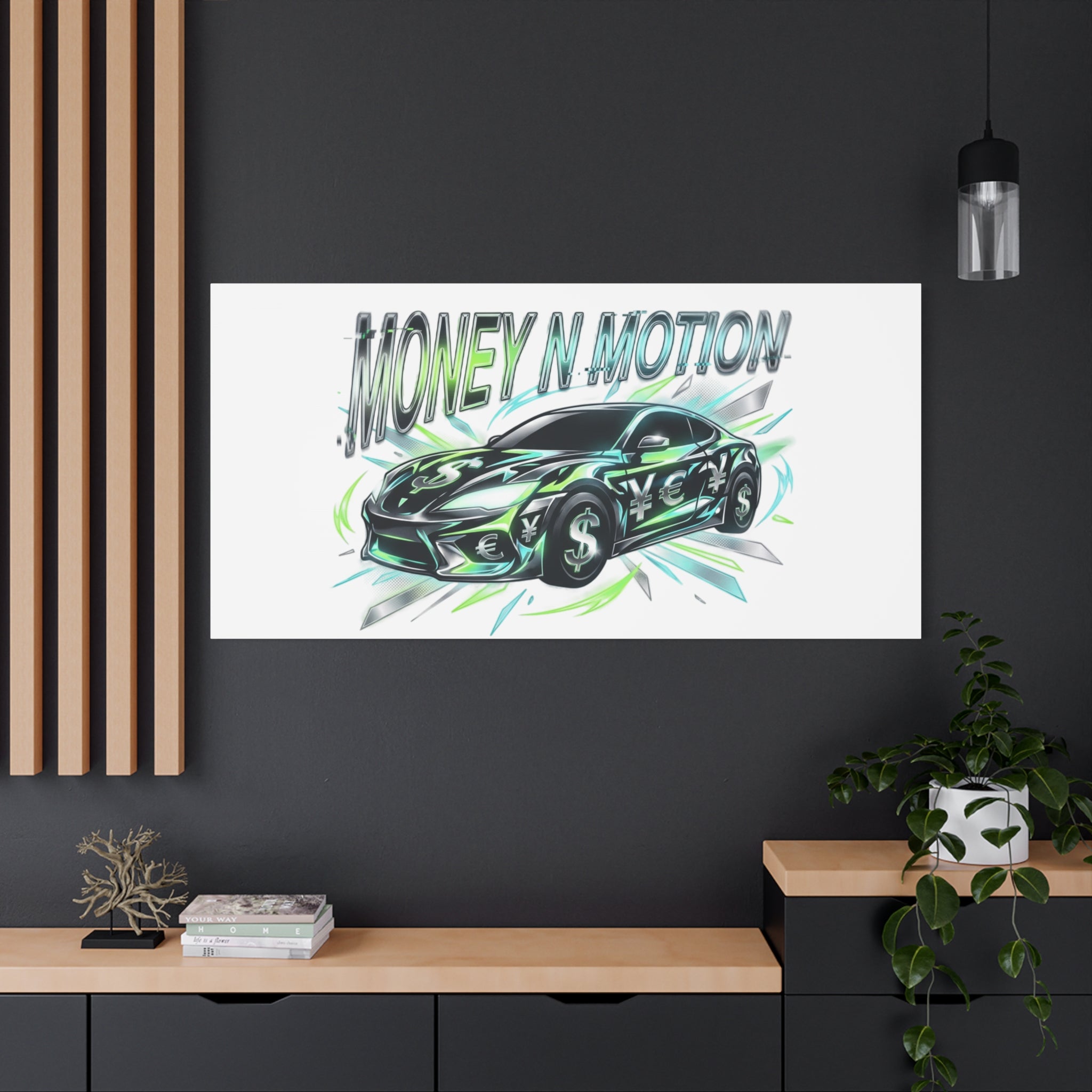 Money in Motion Canvas | Kinetic Typography, Melting Letters, Neon Car Art
