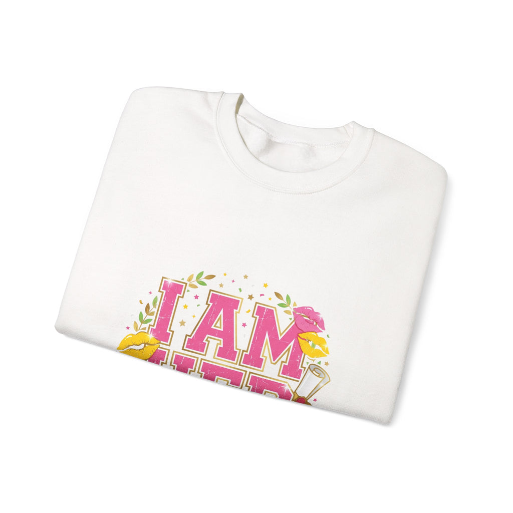 I Am Her sweatshirt | vintage year varsity crest, midlife humor
