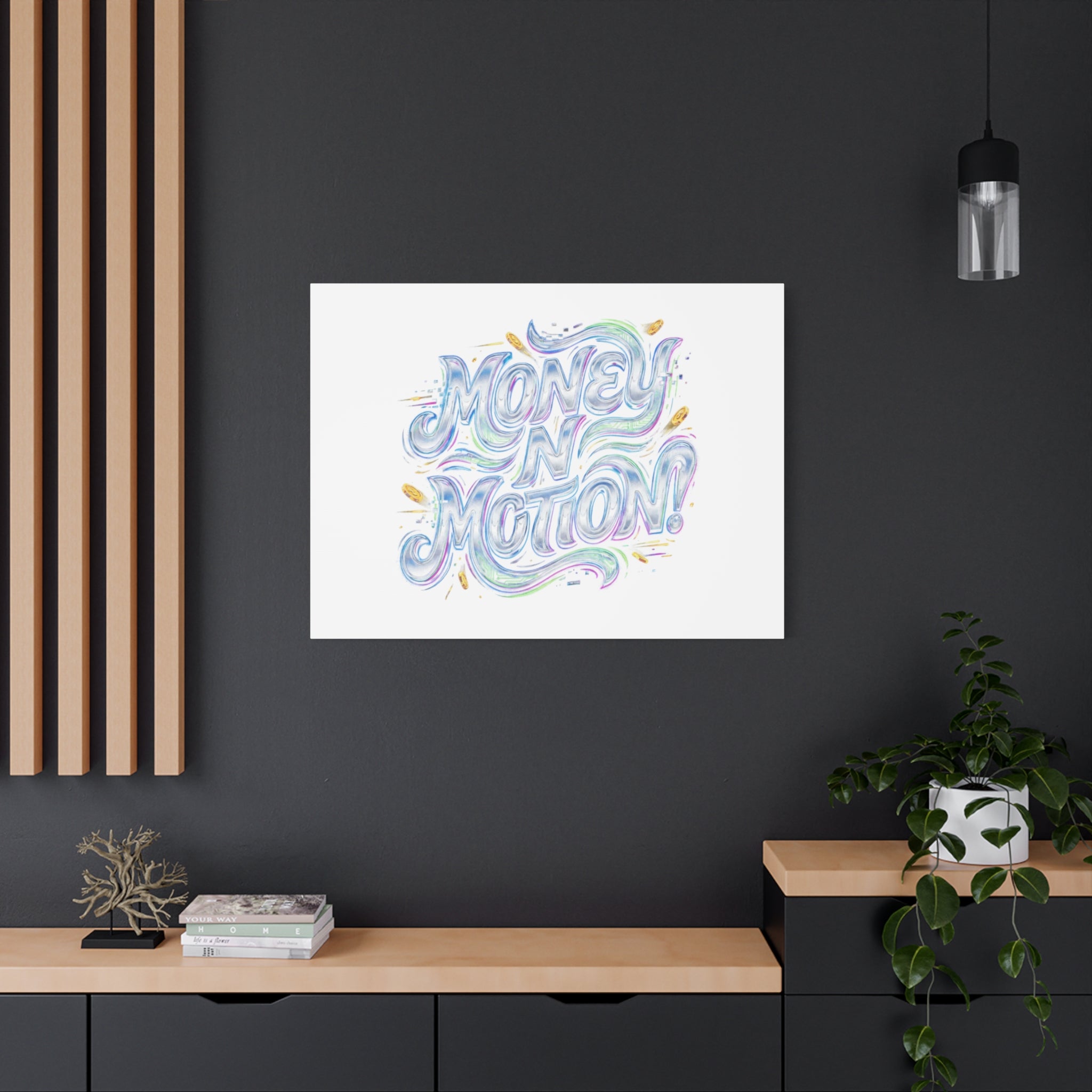 Money N Motion Canvas | psychedelic typography, melting letters poster