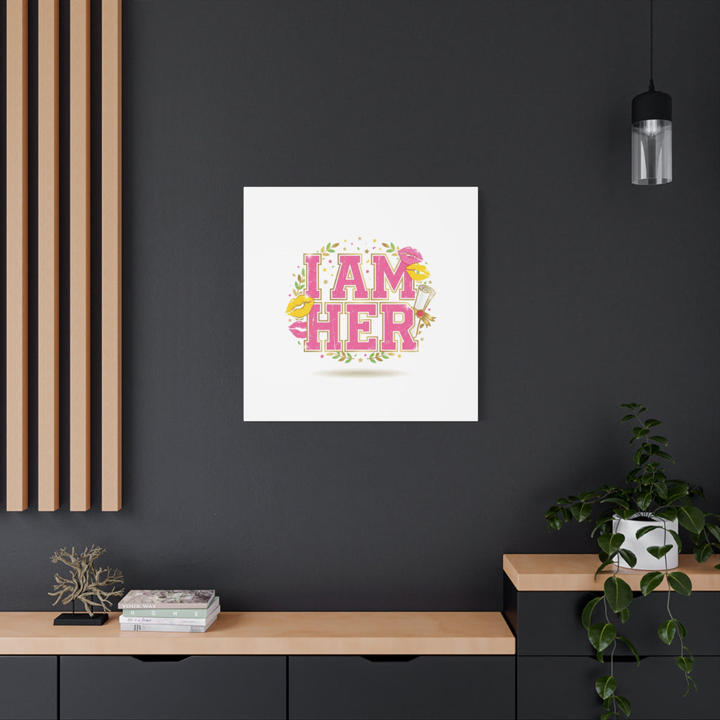I AM HER Canvas | Varsity Crest, Retro Collegiate Style