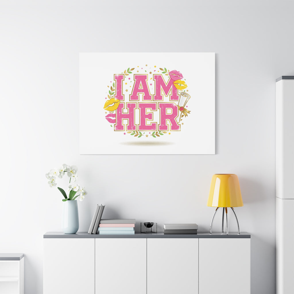 I AM HER Canvas | Varsity Crest, Retro Collegiate Style