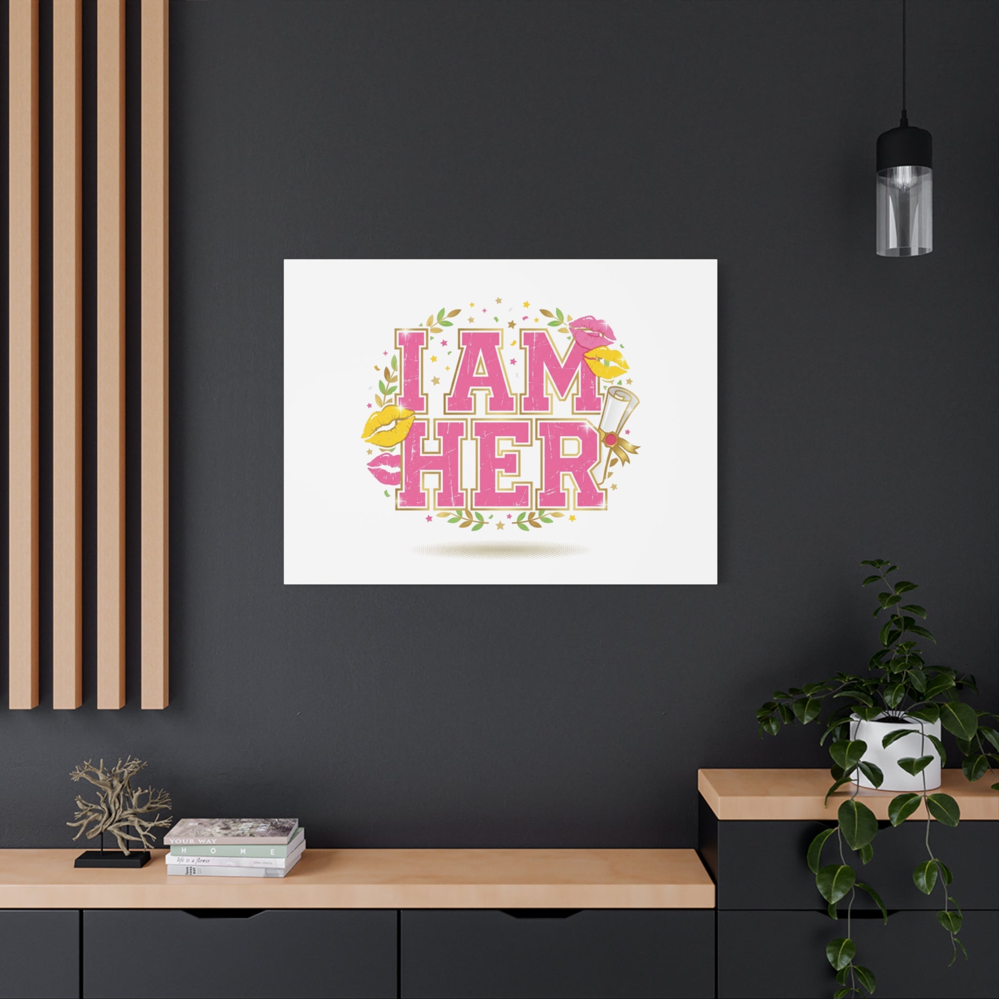 I AM HER Canvas | Varsity Crest, Retro Collegiate Style