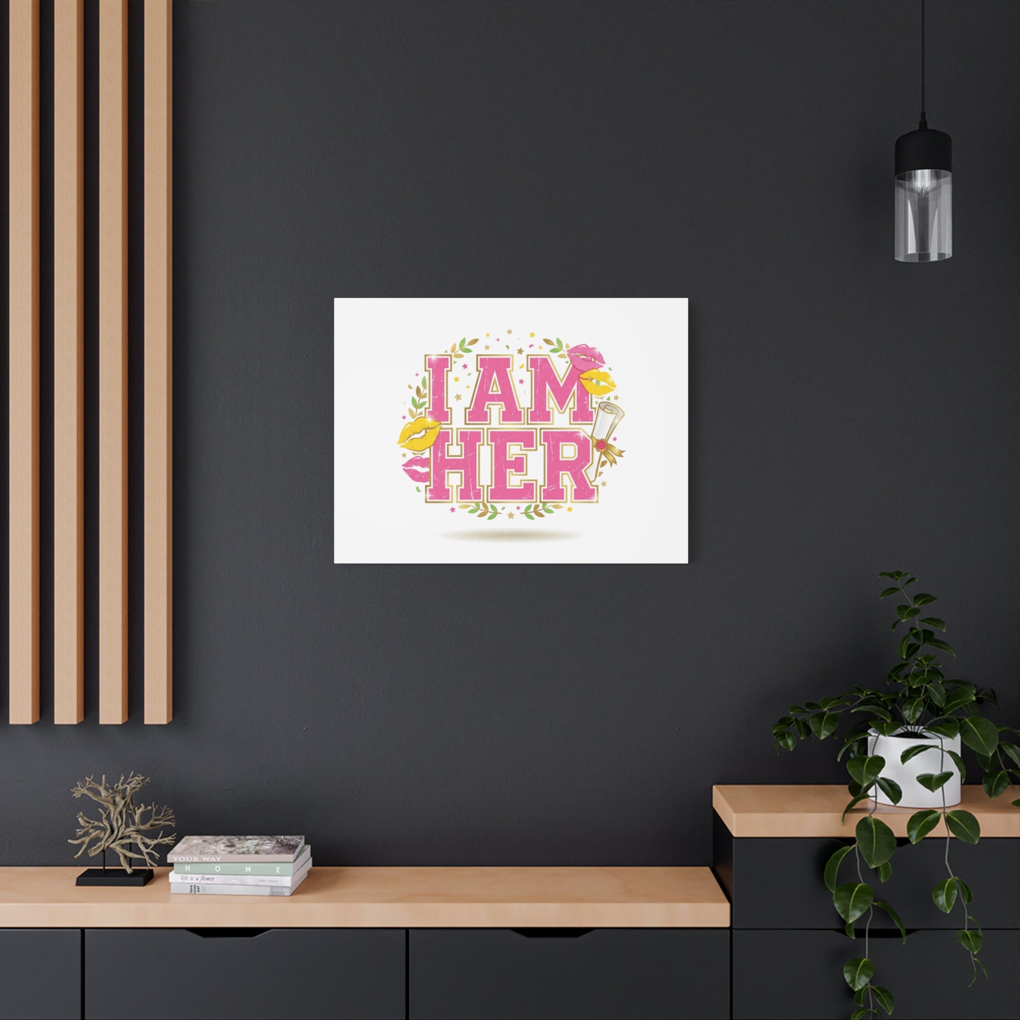 I AM HER Canvas | Varsity Crest, Retro Collegiate Style